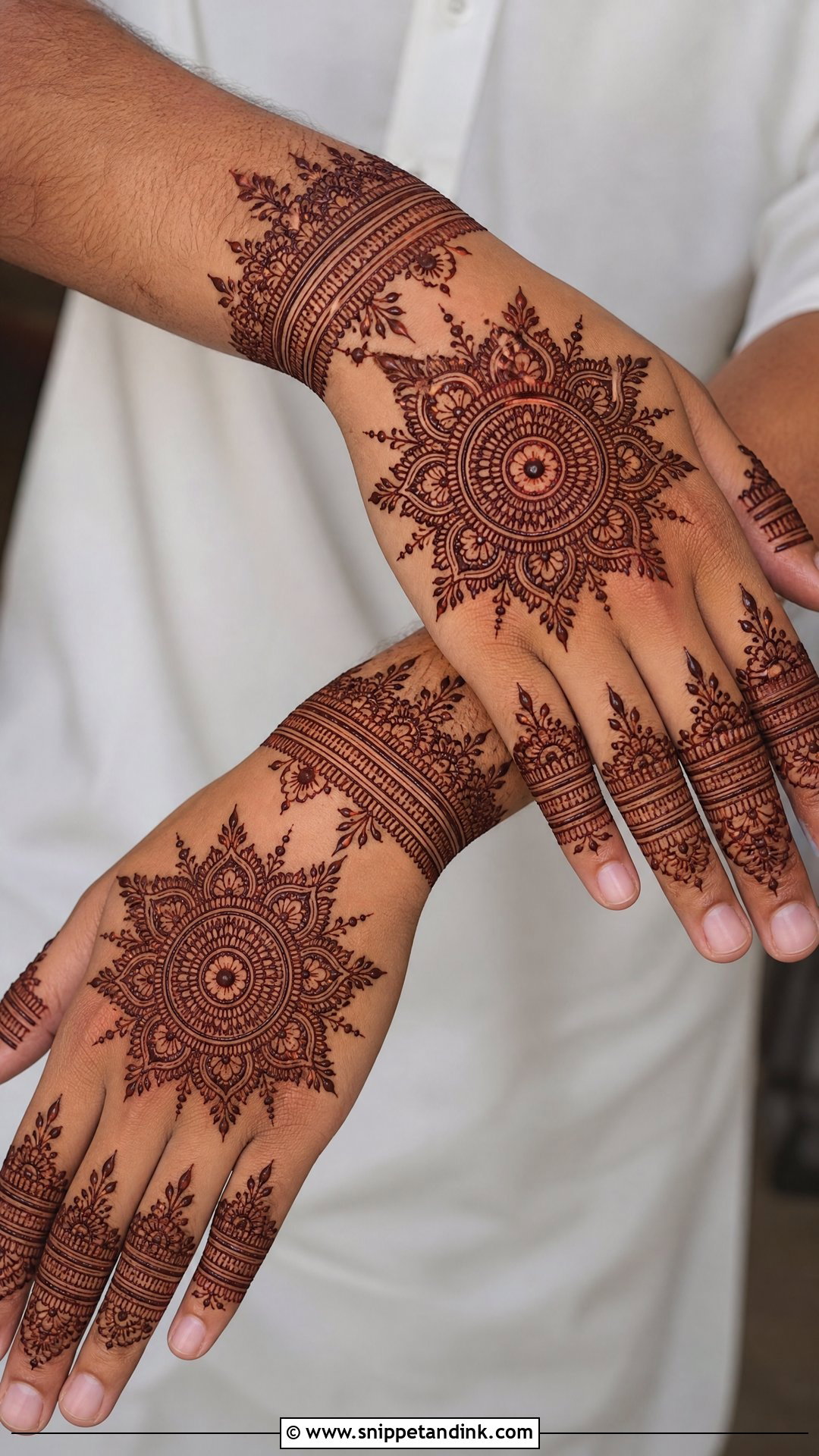 Back Hand Men Mehndi Design - Snippet and Ink - 25 Men Mehndi Designs