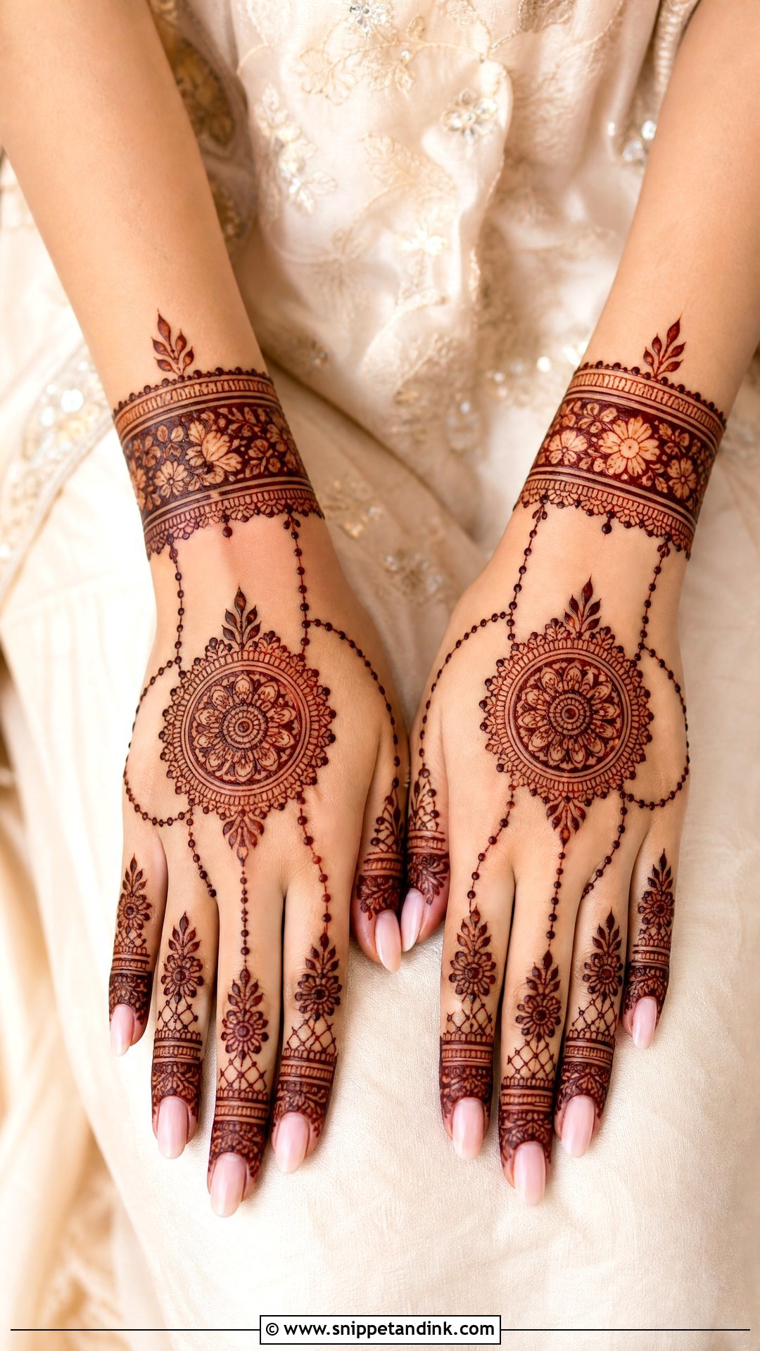 Back Hand Nikkah Mehndi Design - Snippet and Ink - 30 Nikkah Mehndi Designs