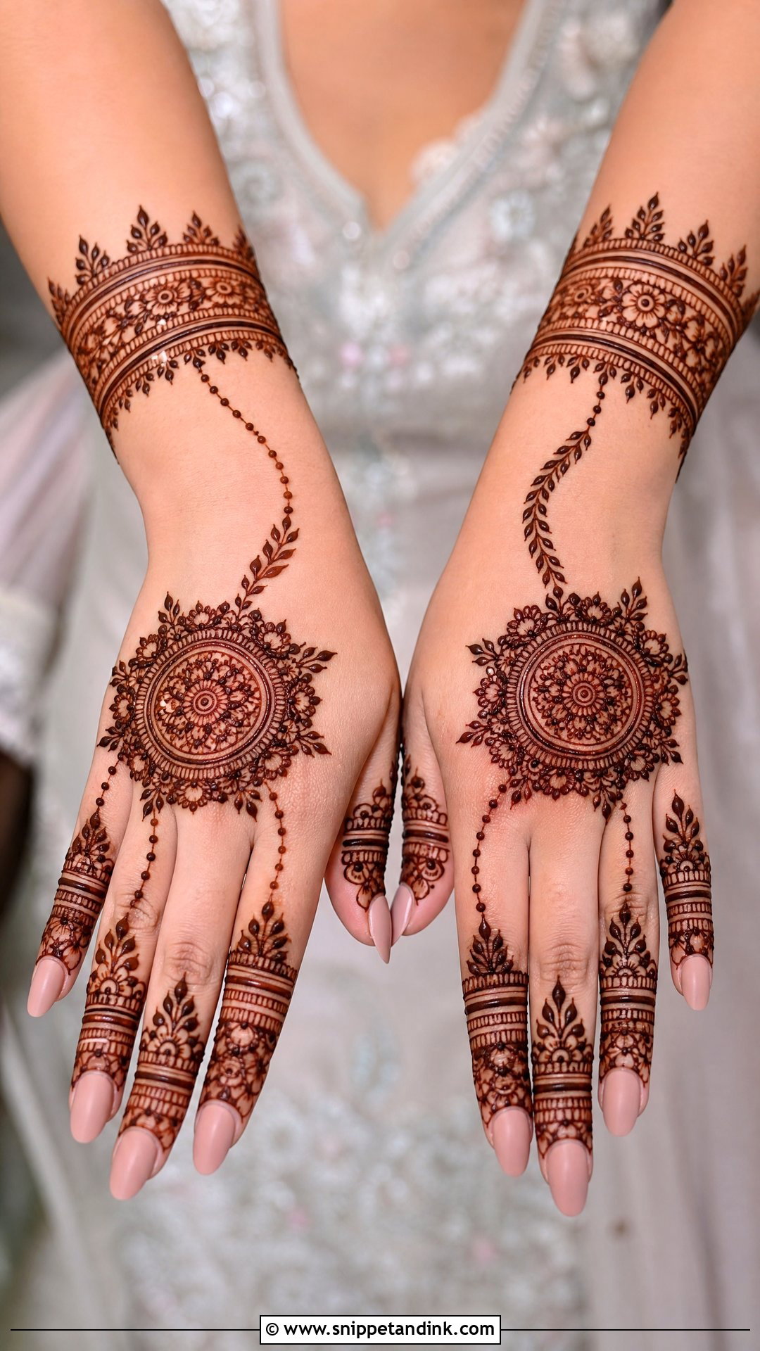 Back Hand Nikkah Mehndi - Snippet and Ink - 20 Mehndi Designs for Nikkah Bride