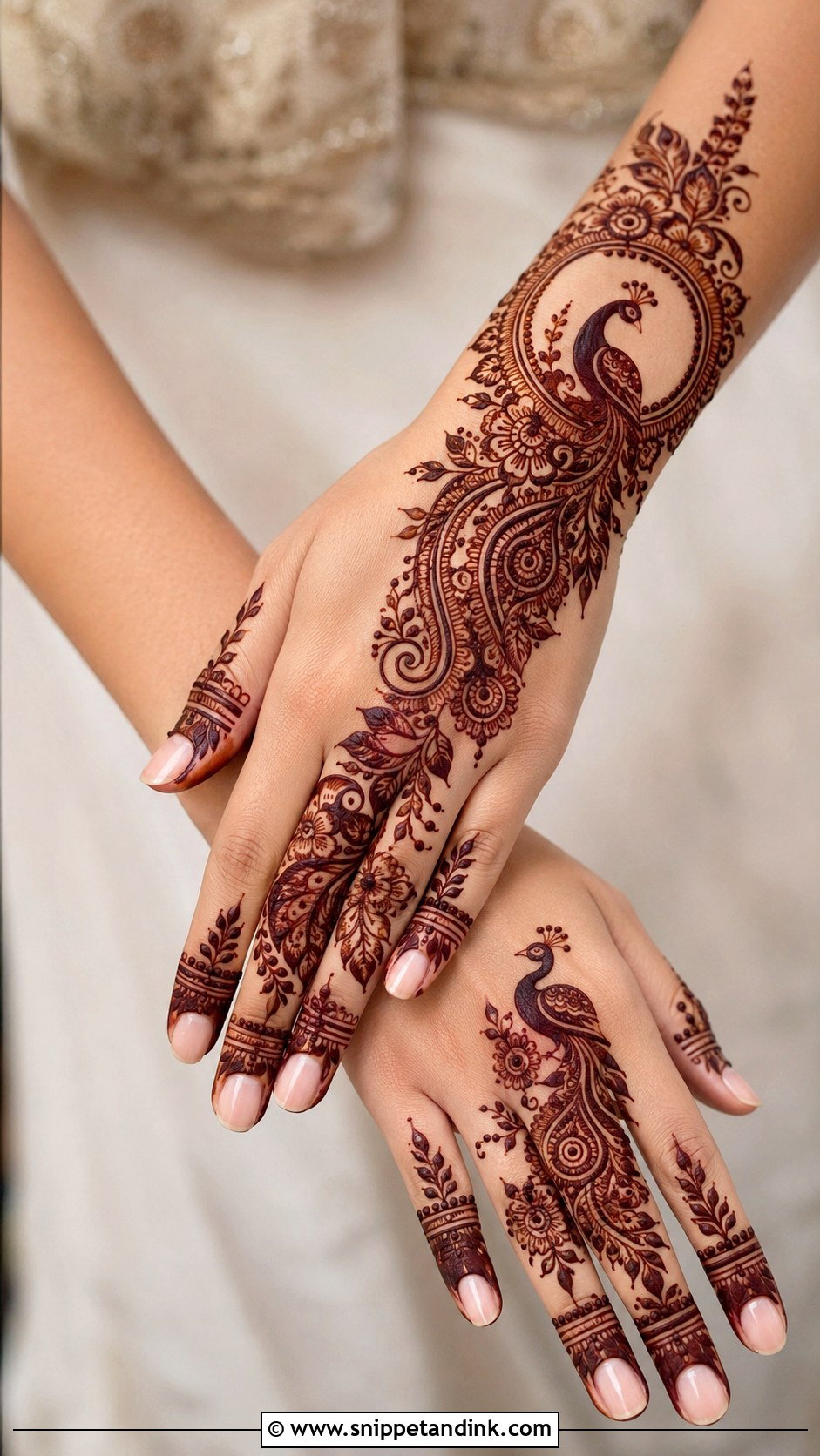 Back Hand Peacock Mehndi Design - Snippet and Ink - 35 Peacock Mehndi Designs