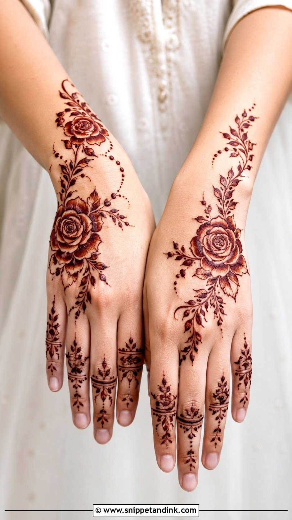 Back Hand Rose Mehndi Design - Snippet and Ink - 35 Back Mehndi Designs