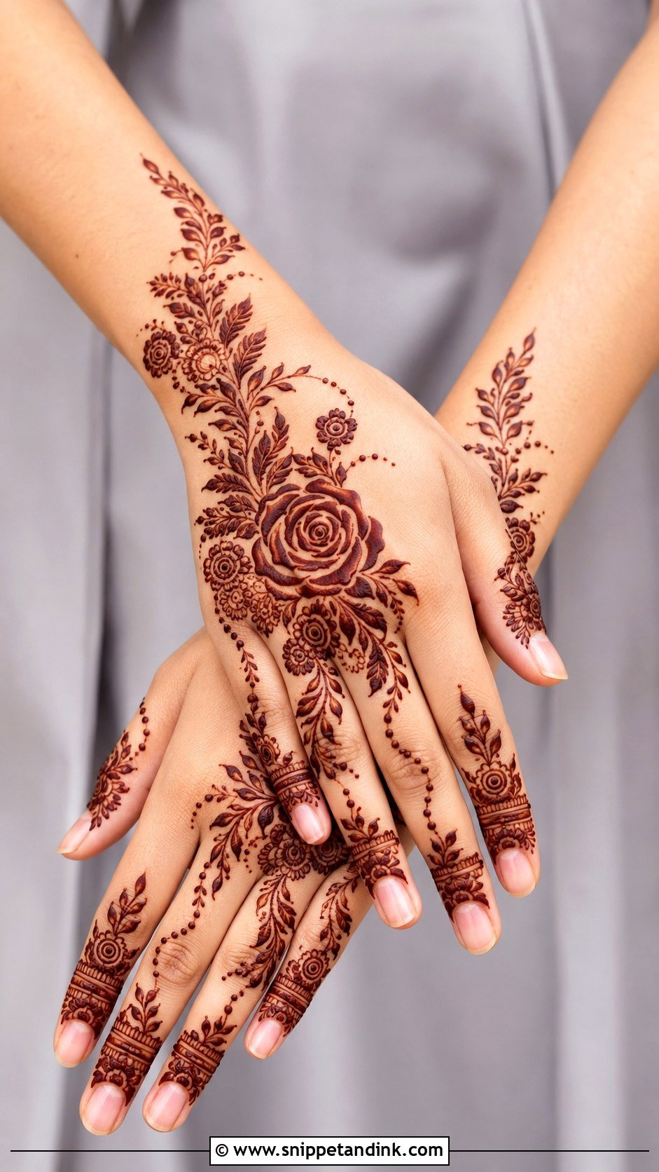 Back Hand Rose Mehndi Design - Snippet and Ink - 35 Rose Mehndi Designs