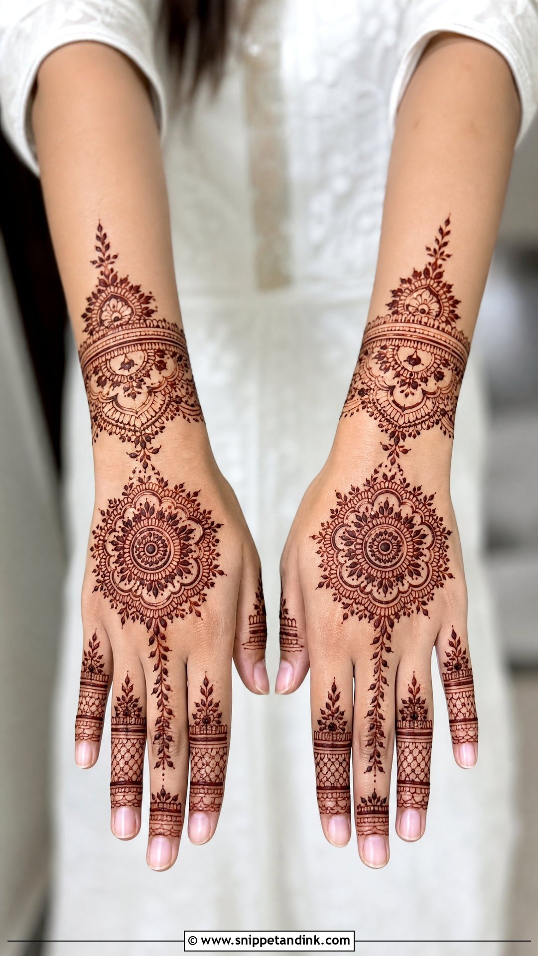 Back Hand Sister Wedding Mehndi Design - Snippet and Ink - 20 Sister Wedding Mehndi Designs