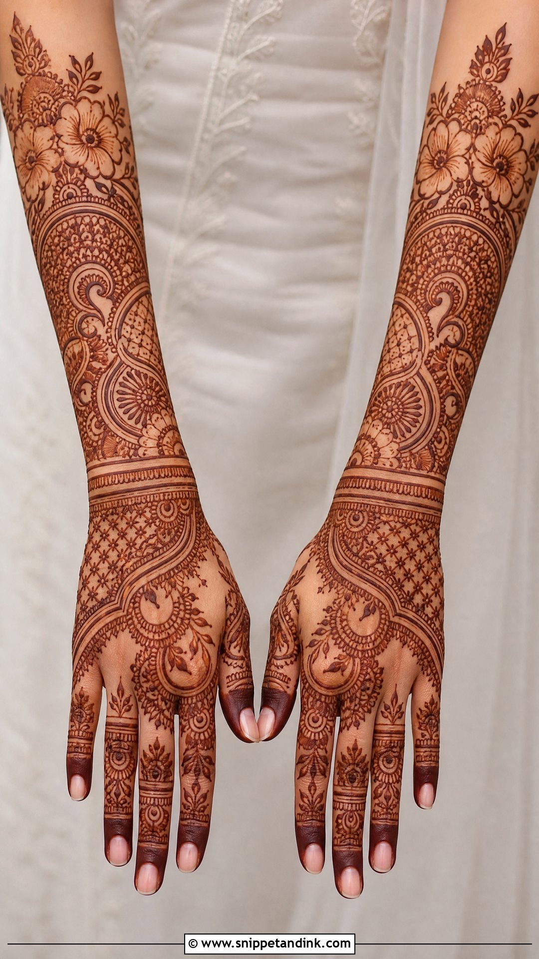 Back Side Bridal Mehndi With Forearm Design - Snippet and Ink - 20 Bridal Back Side Mehndi Design Ideas