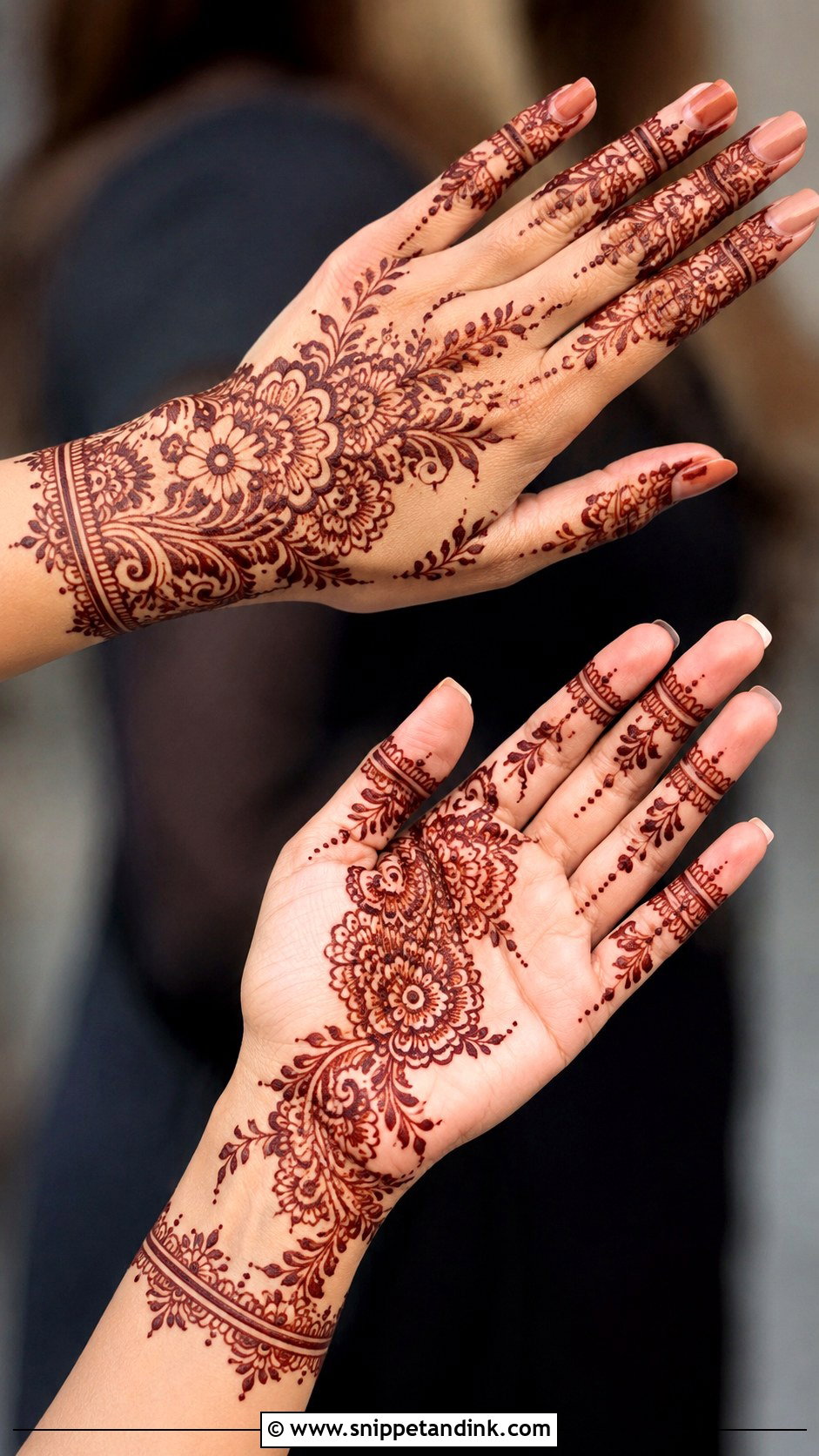 Back To Front Palm Mehndi Design - Snippet and Ink - 35 Unique Palm Mehndi Design Ideas