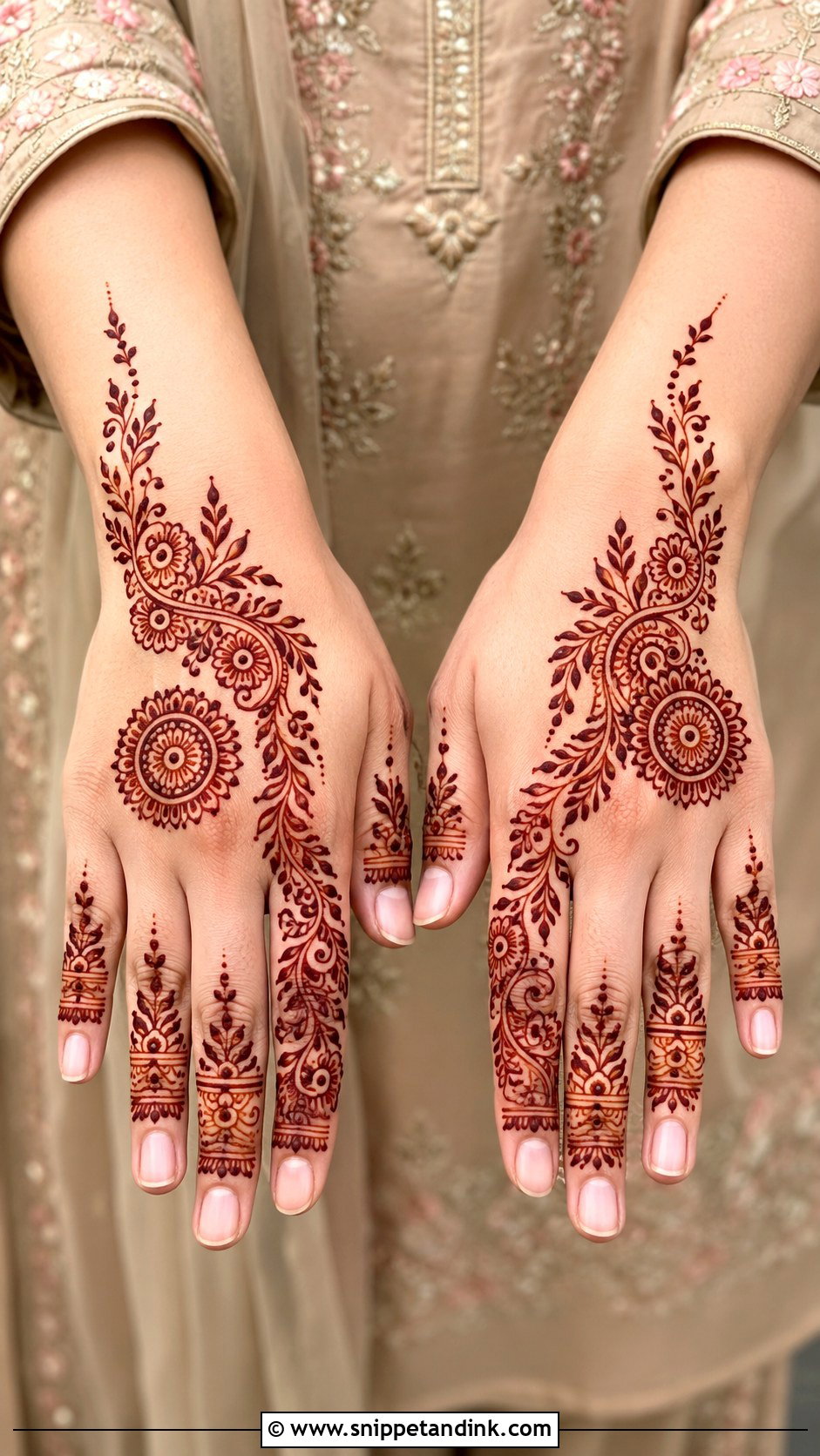 Backhand Mehndi Design For Short Hands - Snippet and Ink - 35 Latest Backhand Mehndi Designs