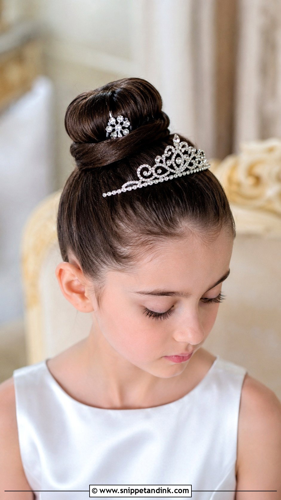 Ballerina Bun for Flower Girls - Snippet and Ink - 25 Kids Wedding Hairstyles