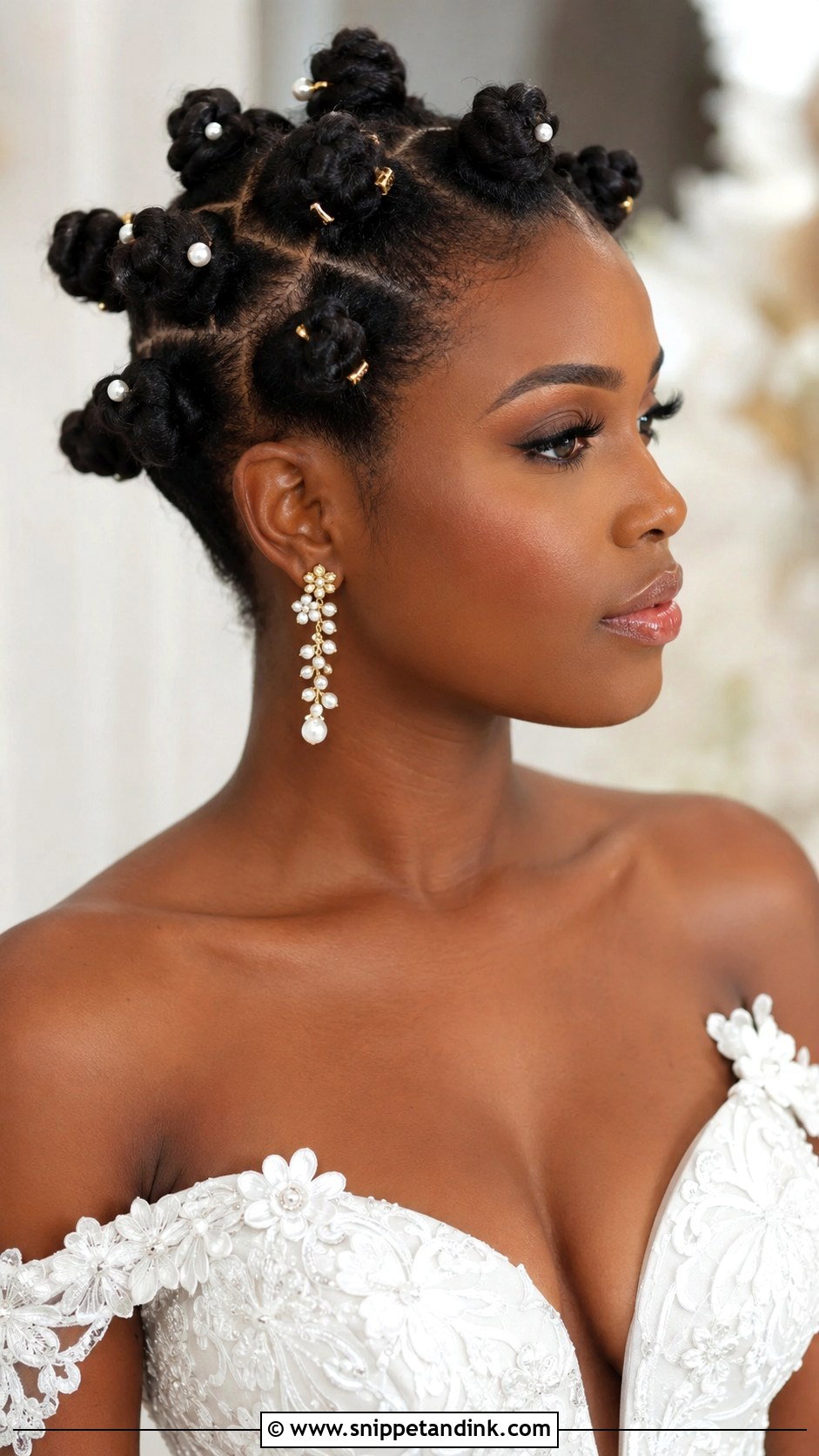Bantu Knot Inspired Bridal Look - Snippet and Ink - 30 Natural Hair Wedding Ideas