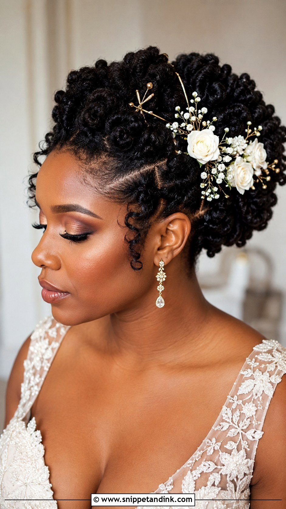 Bantu Knot Inspired Updo - Snippet and Ink - 25 Natural Hair Bridal Hairstyles
