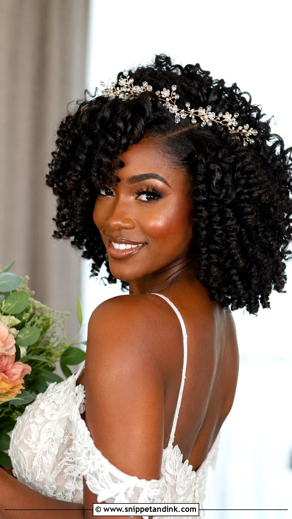 Bantu Knot Out Bridal Look - Snippet and Ink - 25 Black Hair Wedding Styles