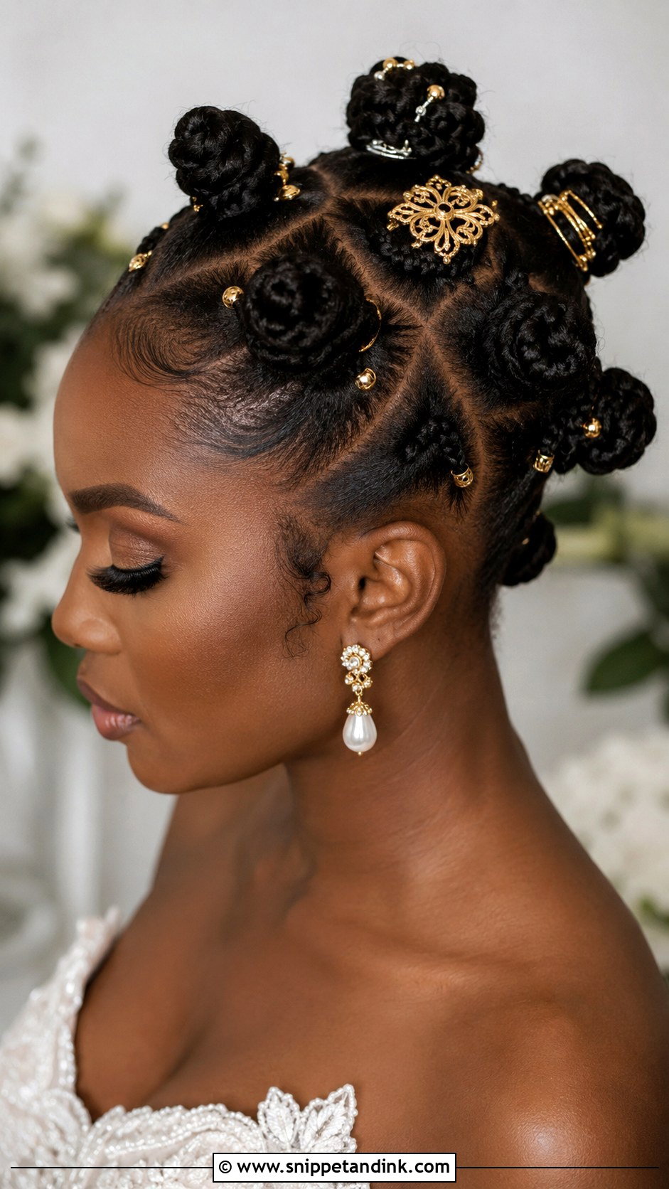 Bantu Knots Updo - Snippet and Ink - 25 Afro Wedding Hairstyles