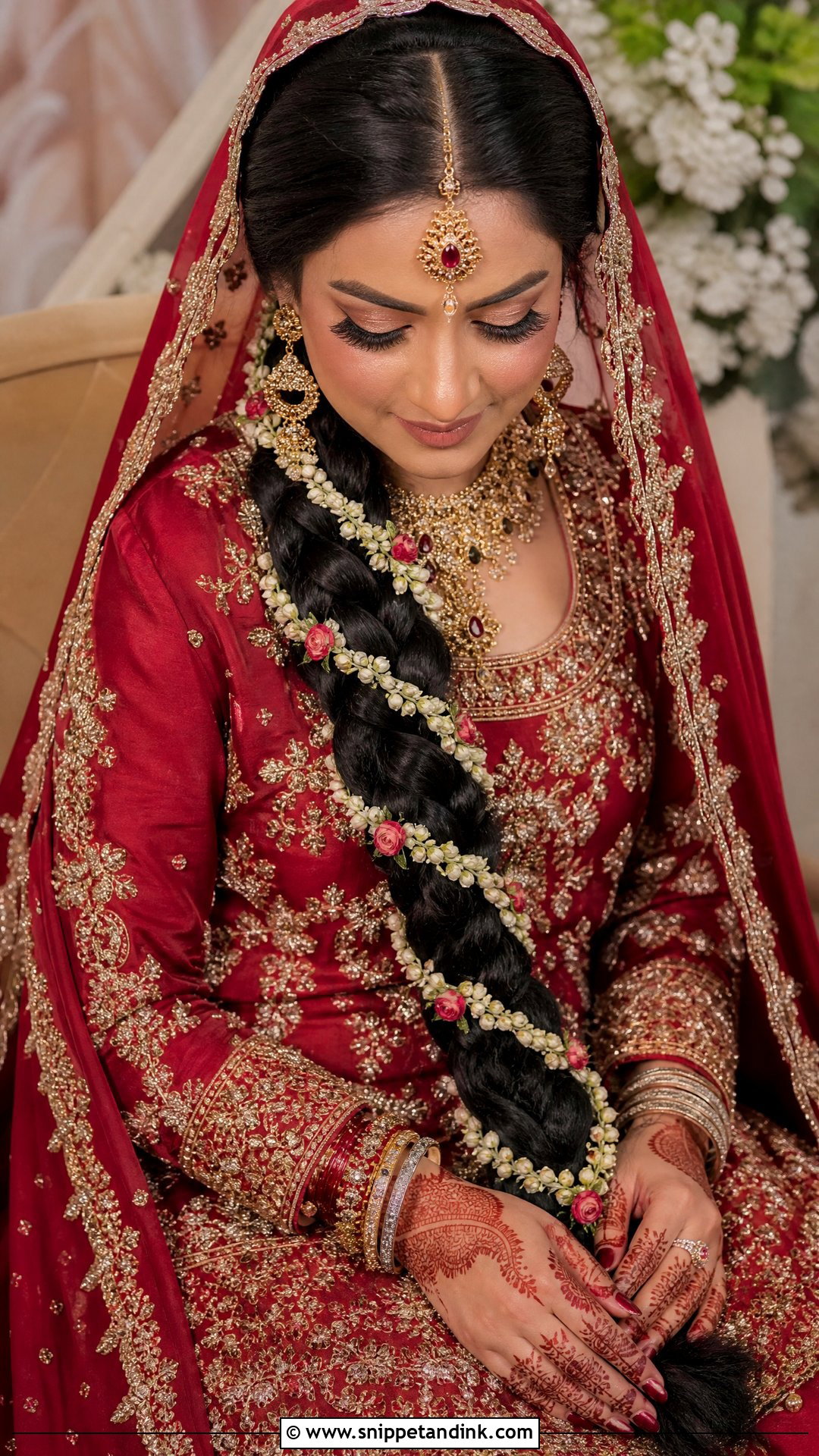 Baraat Bridal Braid With Flowers - Snippet and Ink - 15 Baraat Bride Hairstyles