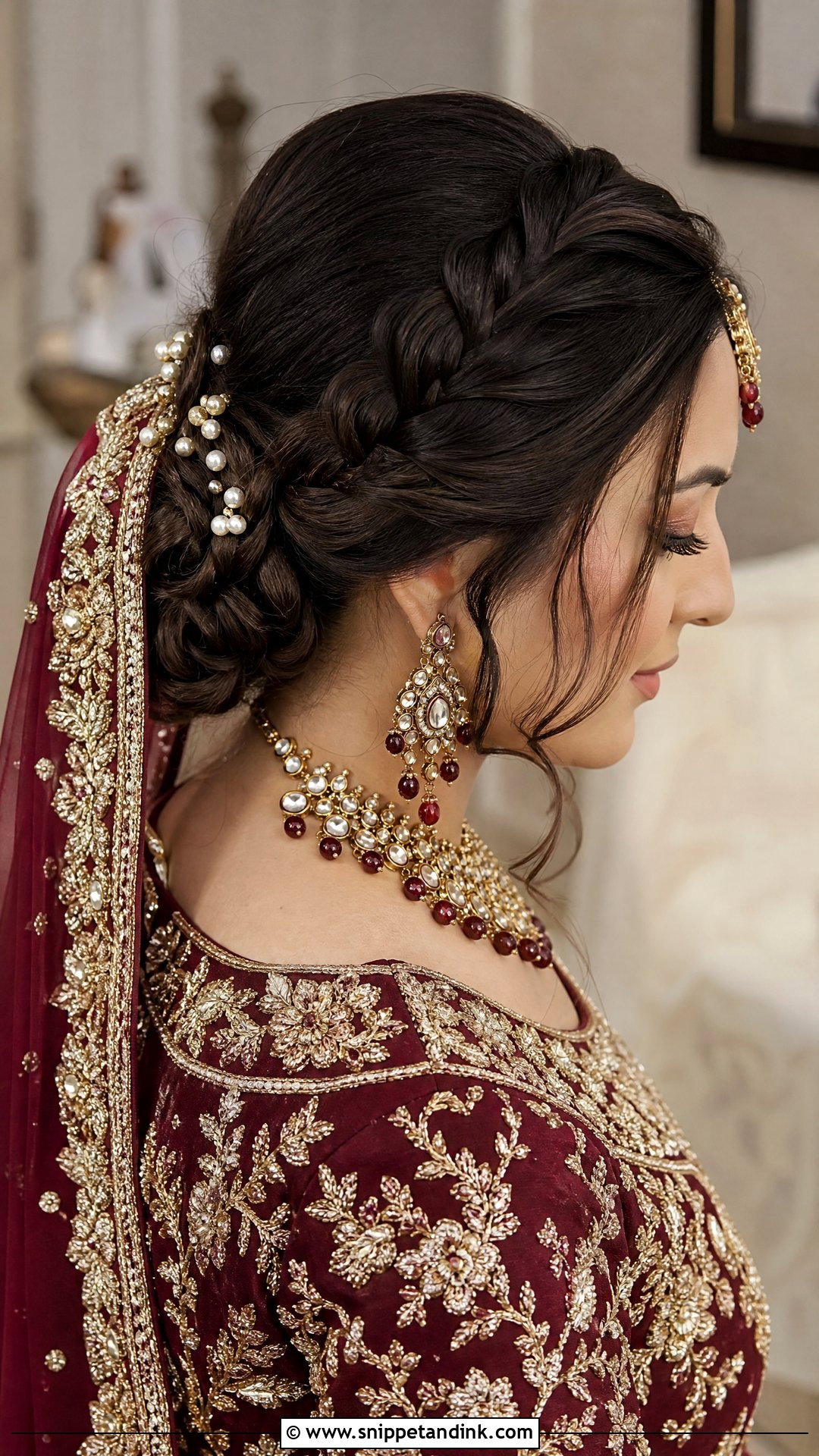 Baraat Bridal Braided Bun - Snippet and Ink - 15 Baraat Bride Hairstyles