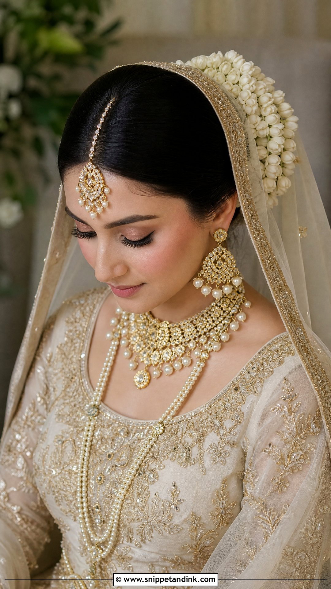Baraat Bridal Bun With Gajra - Snippet and Ink - 15 Baraat Bride Hairstyles