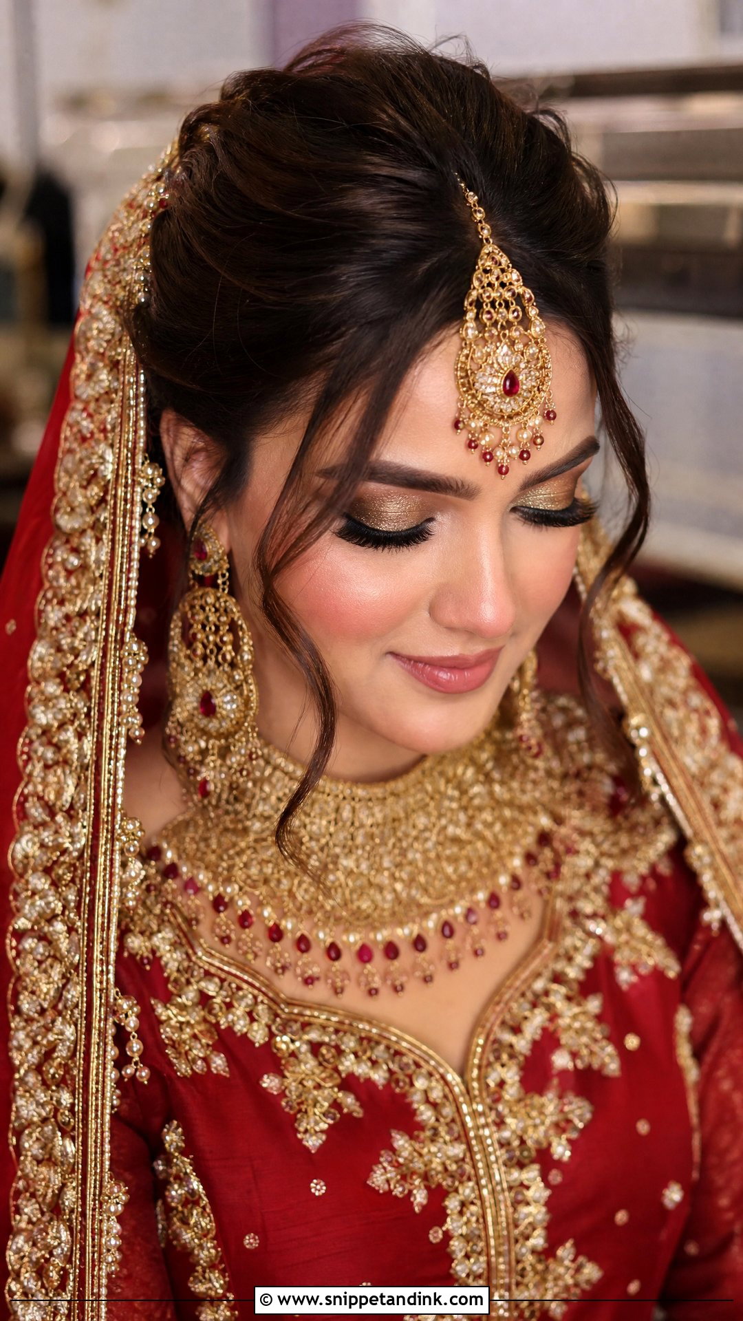 Baraat Bridal Front Puff Bun - Snippet and Ink - 15 Baraat Bride Hairstyles