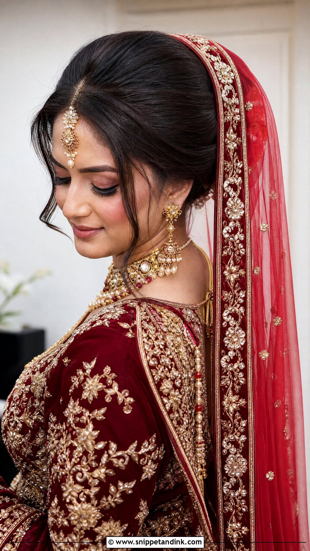 Baraat Bridal Low Bun - Snippet and Ink - 15 Baraat Bride Hairstyles