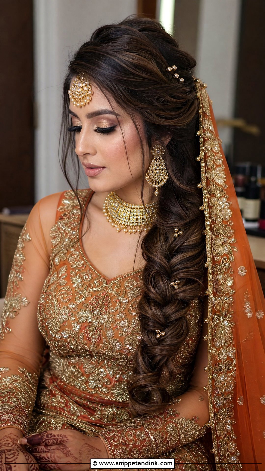 Baraat Bridal Side Braid - Snippet and Ink - 15 Baraat Bride Hairstyles