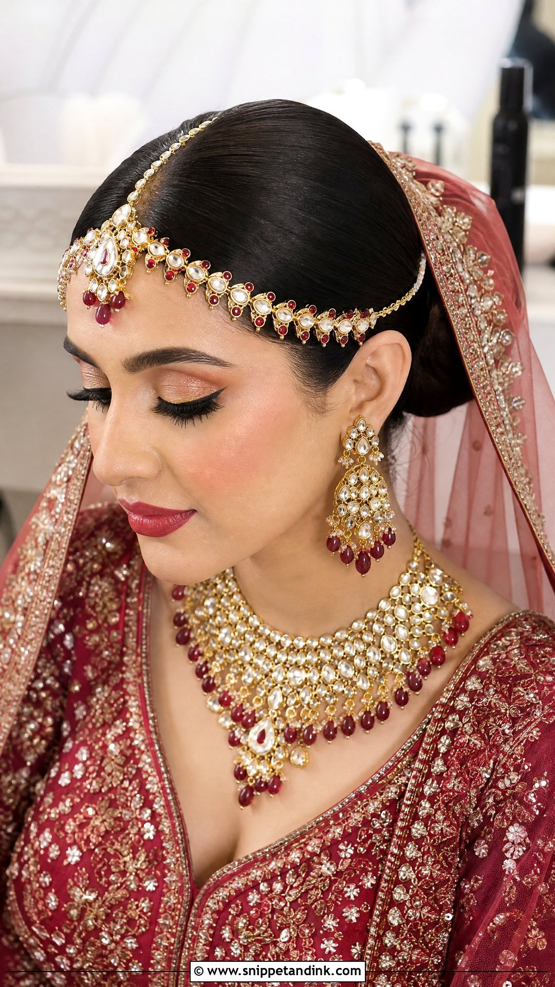 Baraat Bridal Sleek Bun - Snippet and Ink - 15 Baraat Bride Hairstyles