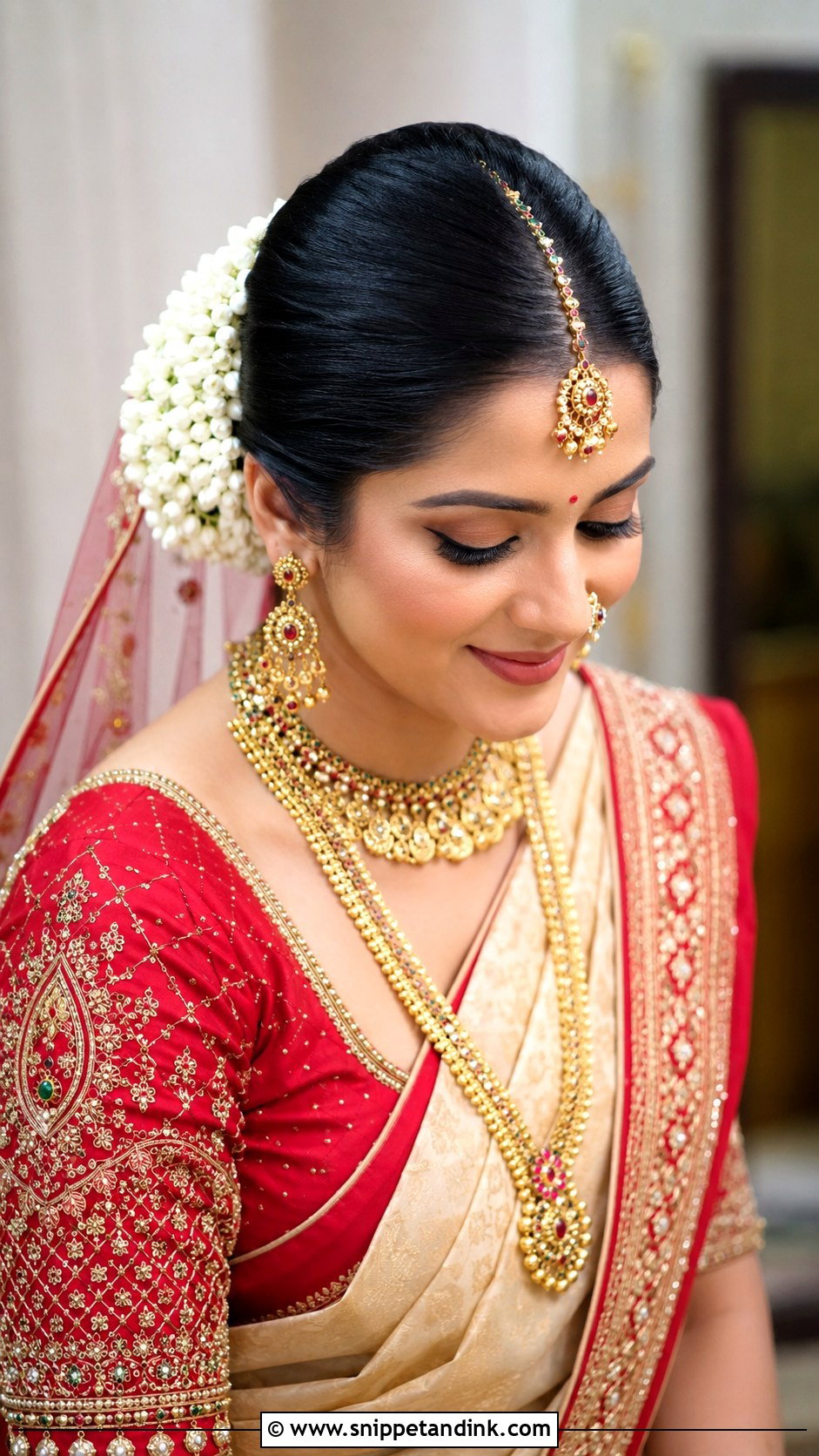 Barat Bridal Gajra Bun - Snippet and Ink - 20 Bridal Hairstyles for Barat