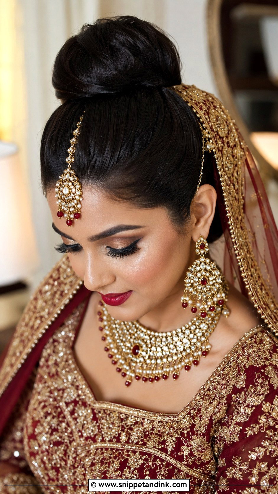 Barat Bridal High Bun - Snippet and Ink - 20 Bridal Hairstyles for Barat
