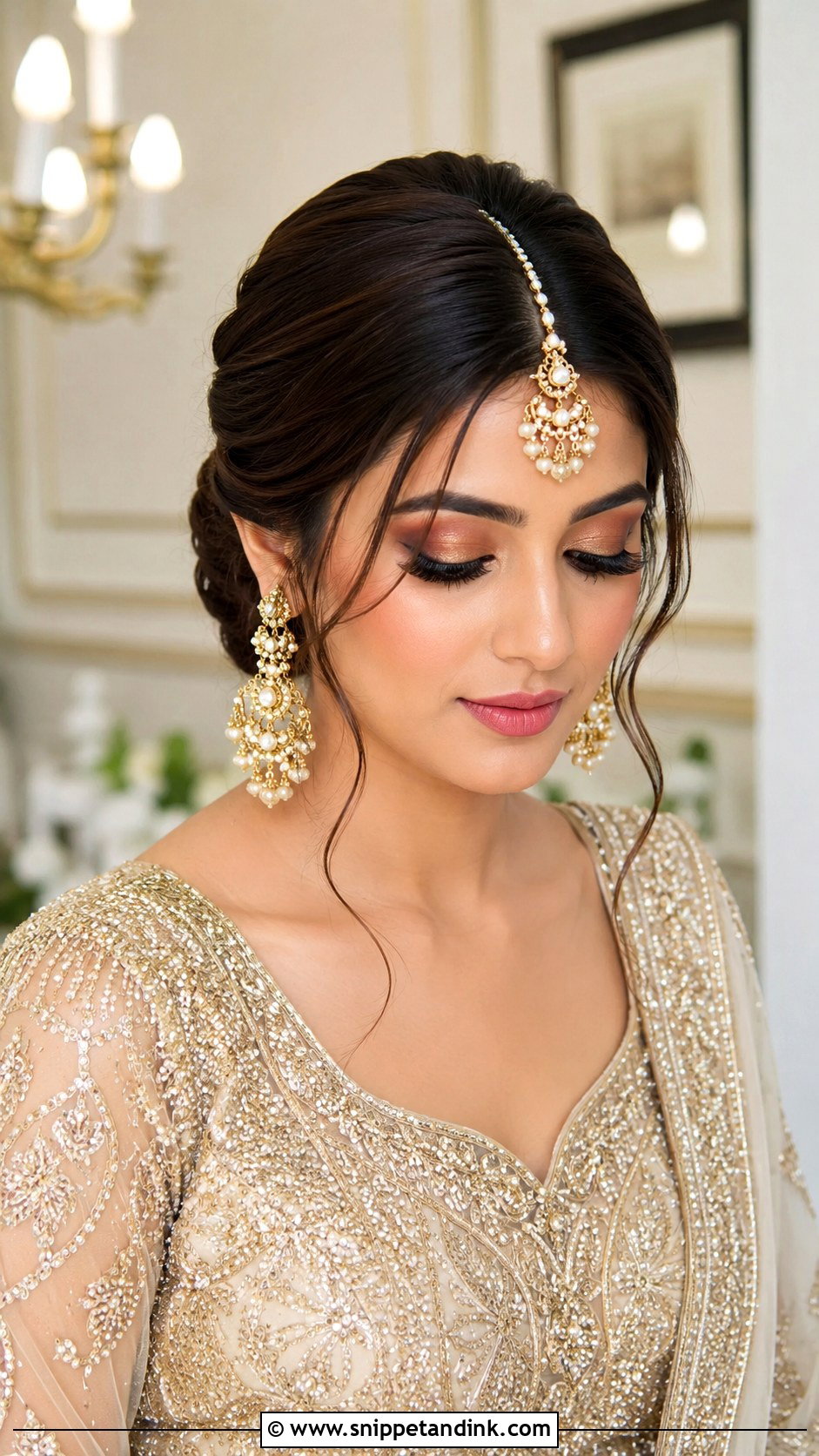 Barat Bridal Middle Part Bun - Snippet and Ink - 20 Bridal Hairstyles for Barat