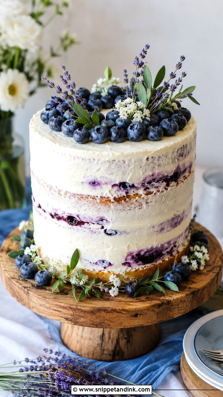 Barely Iced Blueberry Wedding Cake - Snippet and Ink - 20 Barely Iced Wedding Cake Ideas