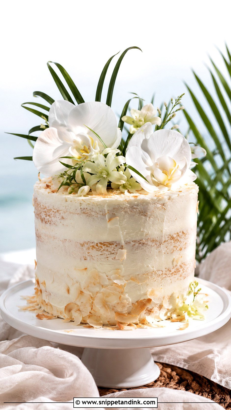 Barely Iced Coconut Wedding Cake - Snippet and Ink - 20 Barely Iced Wedding Cake Ideas