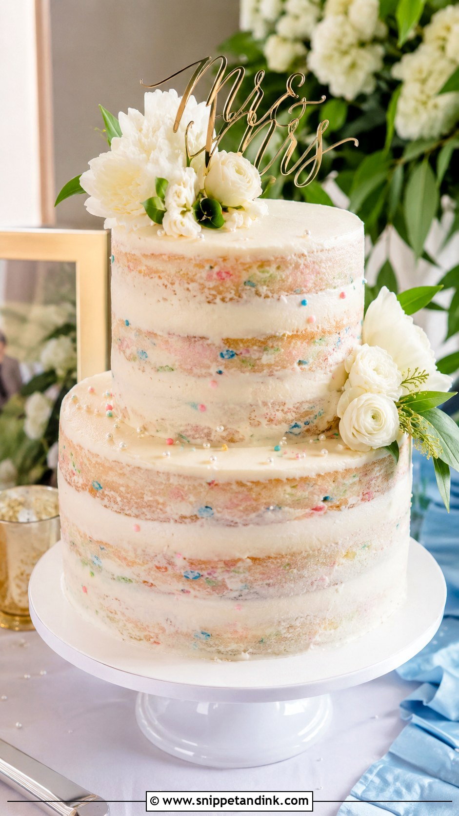 Barely Iced Funfetti Wedding Cake - Snippet and Ink - 20 Barely Iced Wedding Cake Ideas