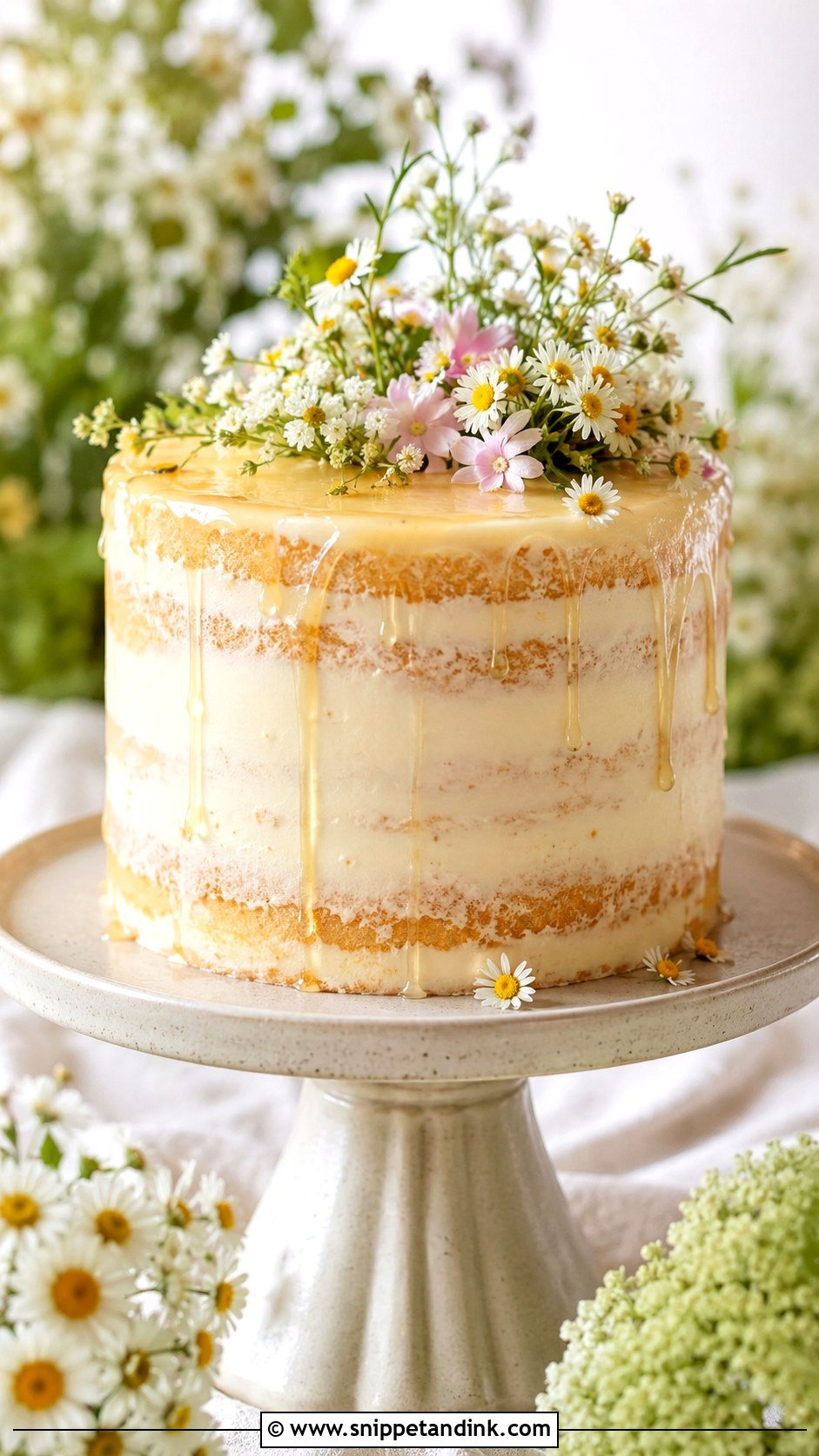 Barely Iced Honey Wedding Cake - Snippet and Ink - 20 Barely Iced Wedding Cake Ideas