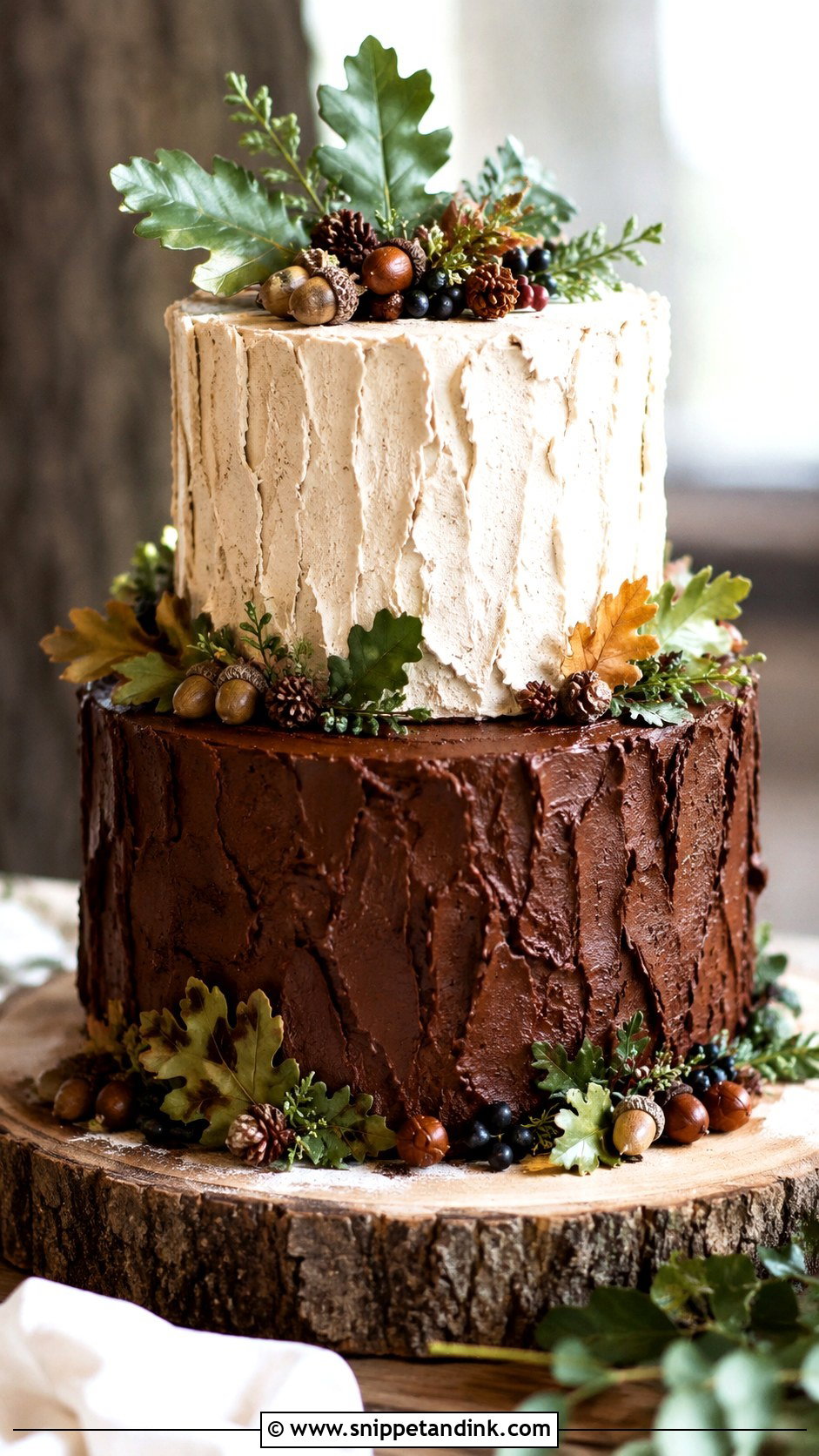 Bark Forest Wedding Cake - Snippet and Ink - 20 Simple Forest Wedding Cake Ideas