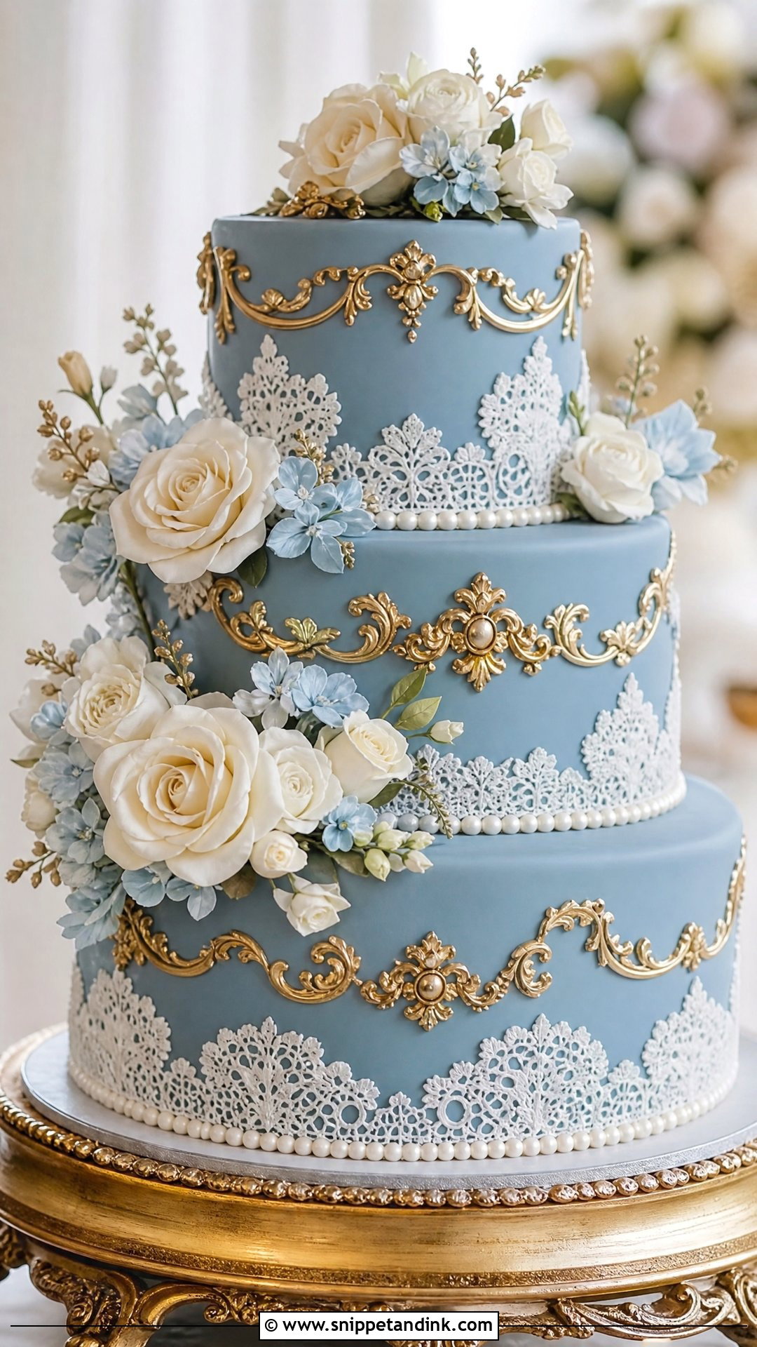 Baroque Blue Wedding Cake - Snippet and Ink - 25 Baroque Cake Ideas for Wedding