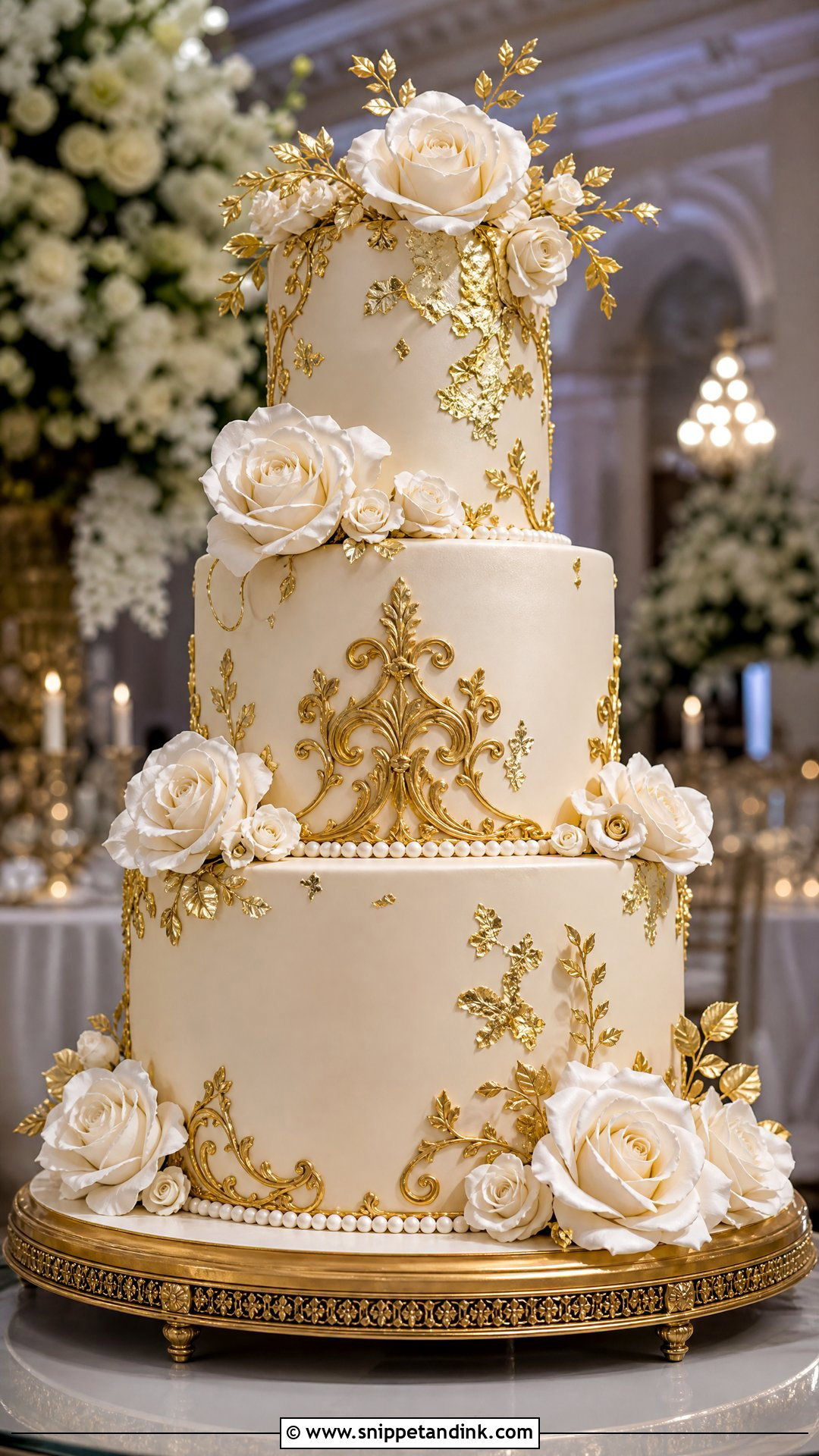 Baroque Gold Wedding Cake - Snippet and Ink - 25 Baroque Cake Ideas for Wedding