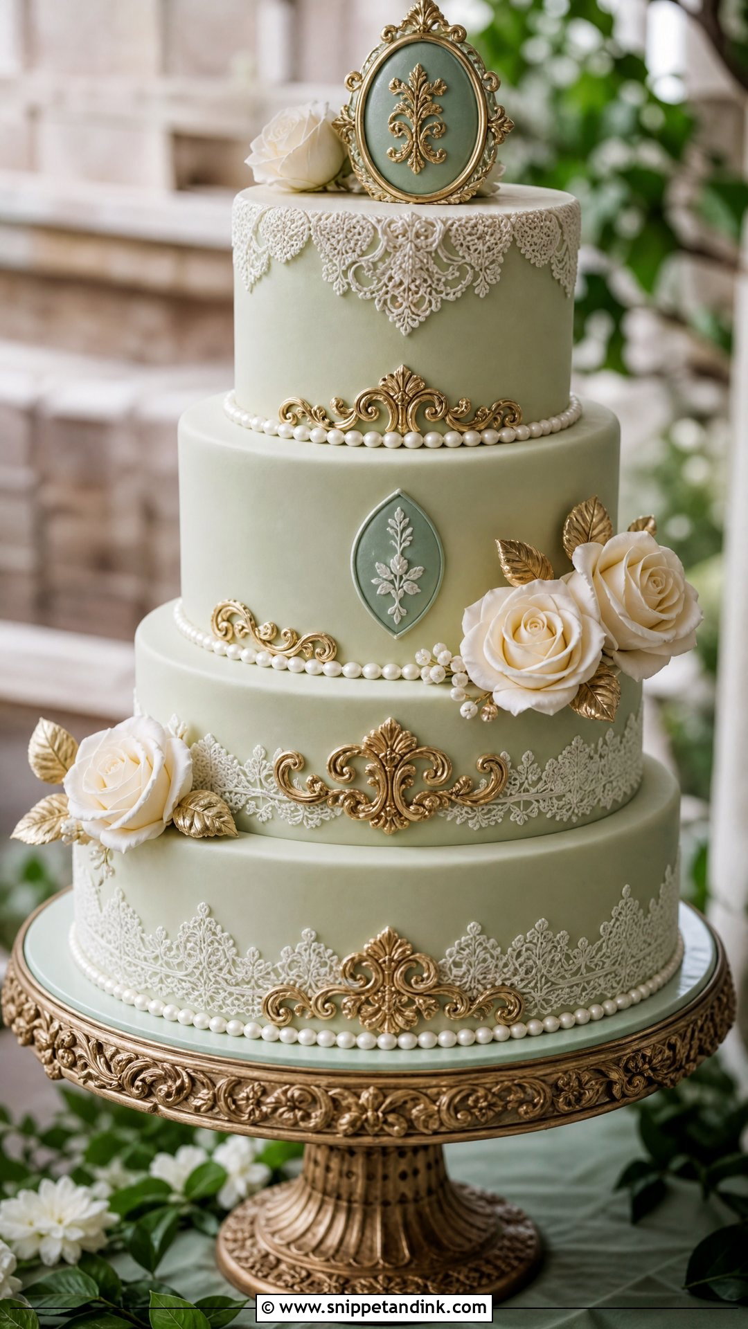 Baroque Green Wedding Cake - Snippet and Ink - 25 Baroque Cake Ideas for Wedding