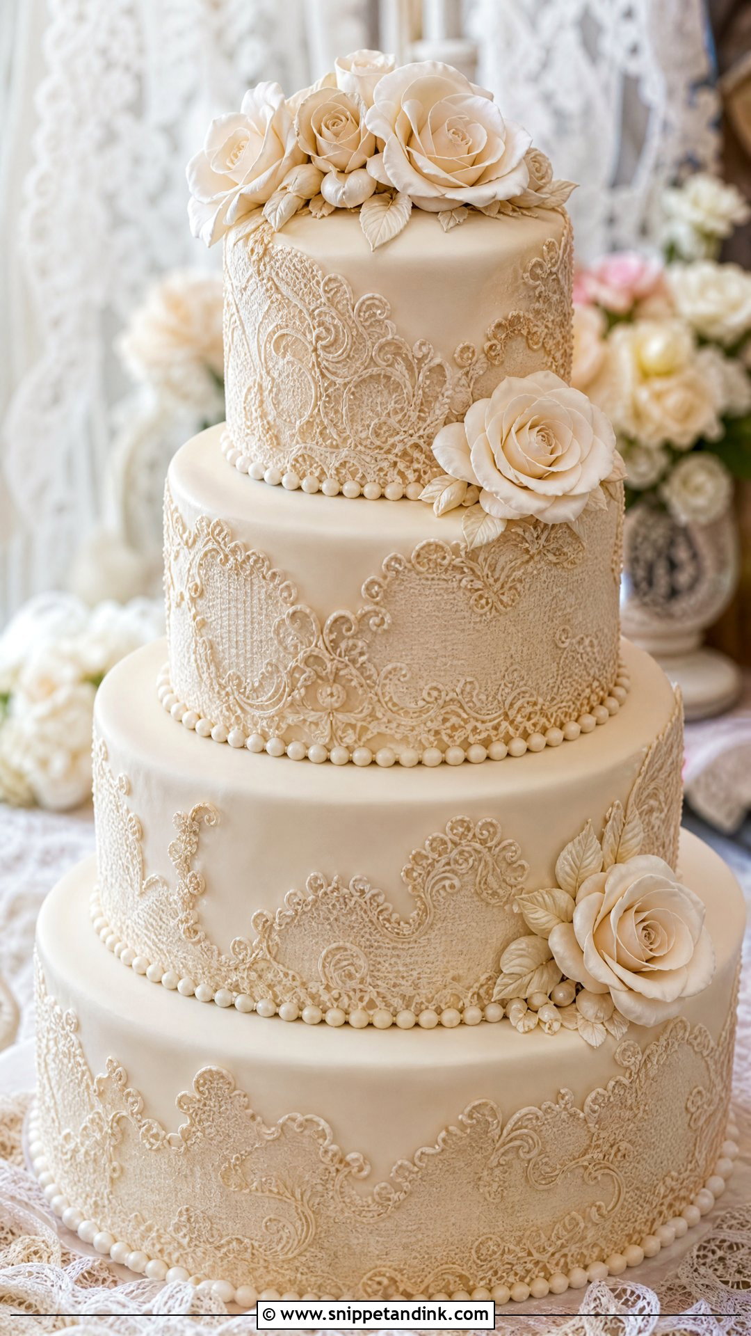 Baroque Lace Wedding Cake - Snippet and Ink - 25 Baroque Cake Ideas for Wedding