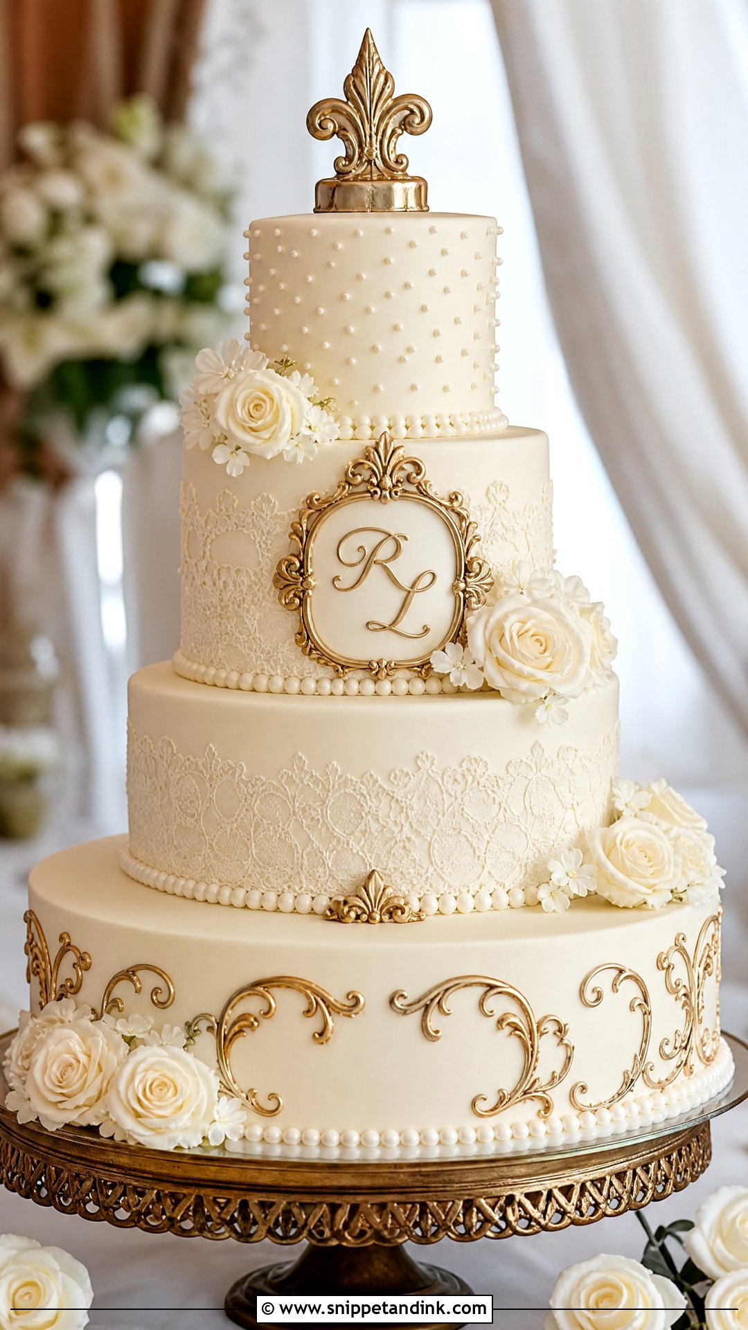 Baroque Monogram Wedding Cake - Snippet and Ink - 25 Baroque Cake Ideas for Wedding