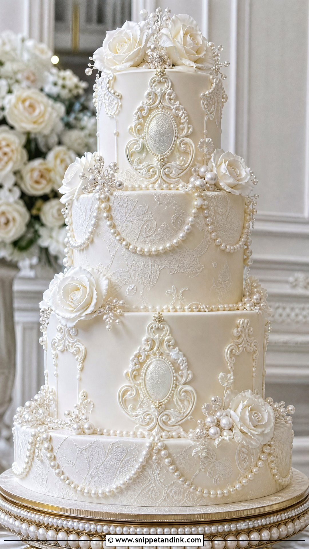 Baroque Pearl Wedding Cake - Snippet and Ink - 25 Baroque Cake Ideas for Wedding