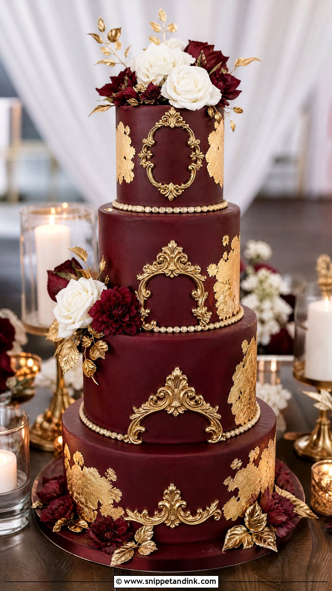 Baroque Red Wedding Cake - Snippet and Ink - 25 Baroque Cake Ideas for Wedding