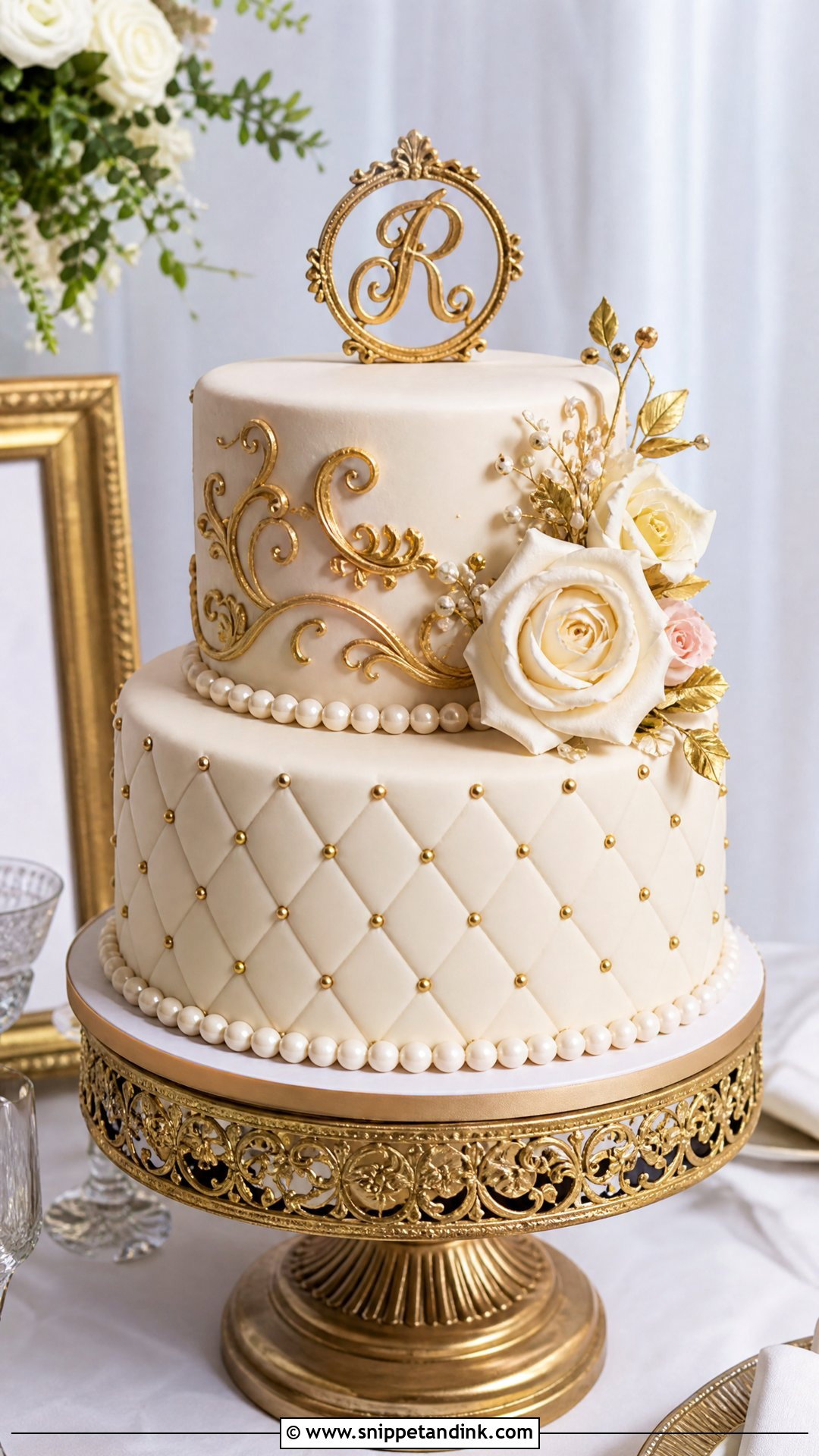 Baroque Two Tier Wedding Cake - Snippet and Ink - 25 Baroque Cake Ideas for Wedding