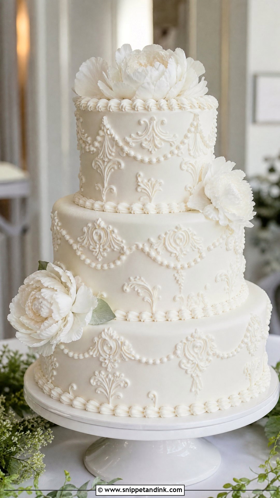 Baroque White Wedding Cake - Snippet and Ink - 25 Baroque Cake Ideas for Wedding