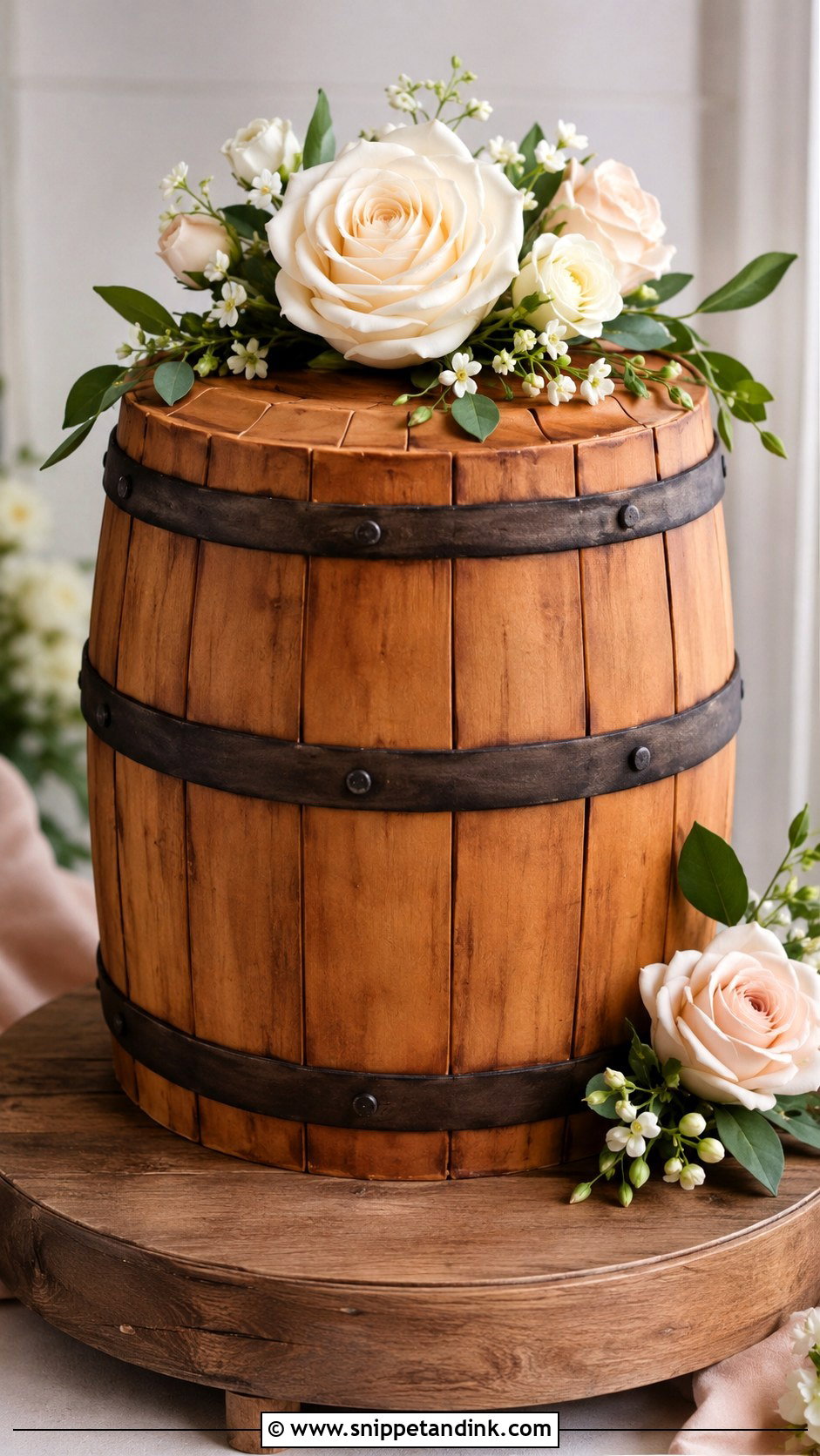 Barrel Wedding Cake With Fondant Planks - Snippet and Ink - 20 Barrel Cake Design Ideas for Wedding