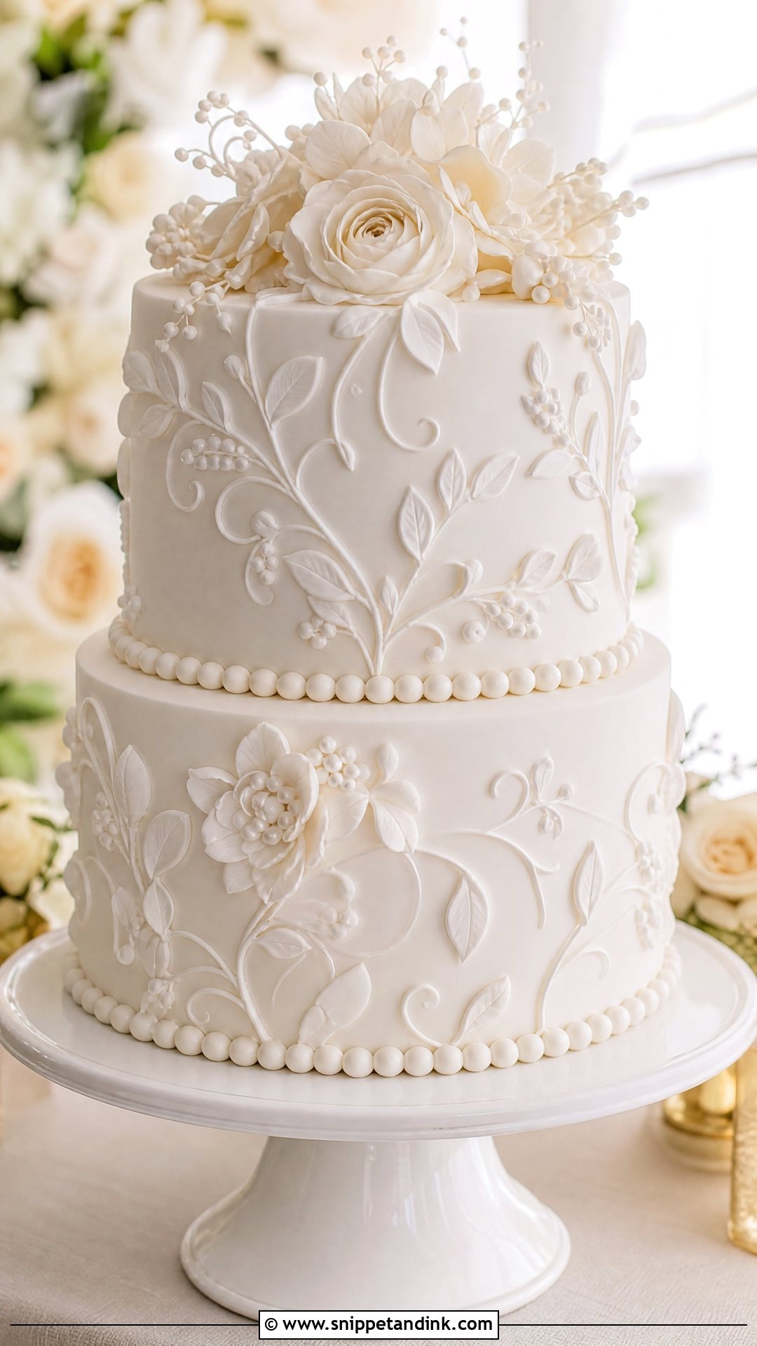 Bas Relief Wedding Cake - Snippet and Ink - 30 Modern Wedding Cake Ideas