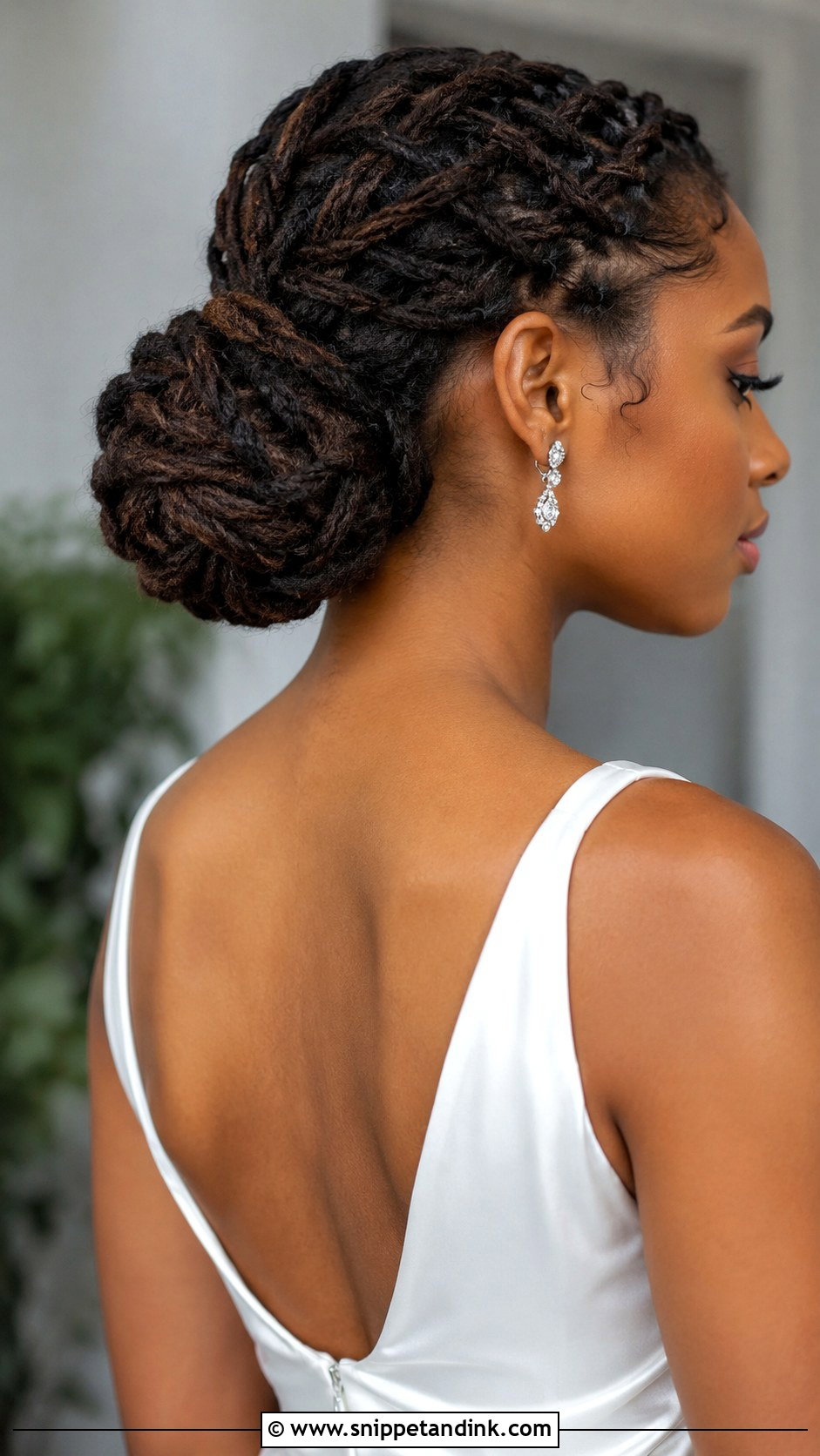 Basket Weave Loc Bun - Snippet and Ink - 25 Bridal Locs Hairstyles