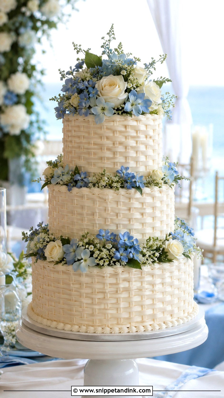 Basket Wedding Cake With Blue Flowers - Snippet and Ink - 20 Basket Cakes with Flowers for Wedding