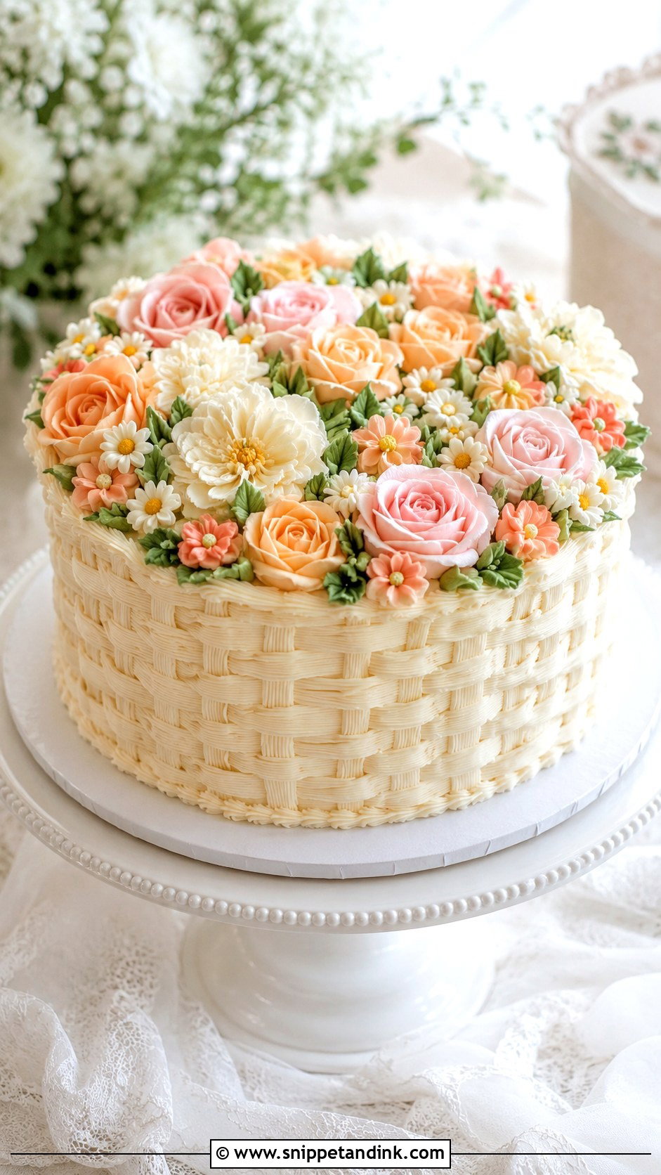 Basket Wedding Cake With Buttercream Flowers - Snippet and Ink - 20 Basket Cakes with Flowers for Wedding