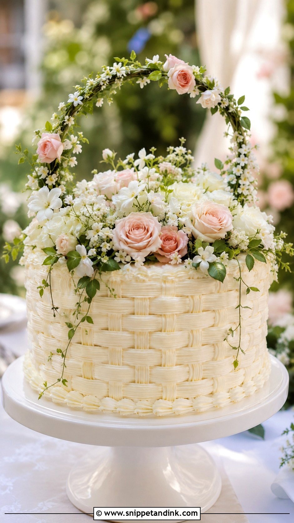 Basket Wedding Cake With Flower Handle - Snippet and Ink - 20 Basket Cakes with Flowers for Wedding