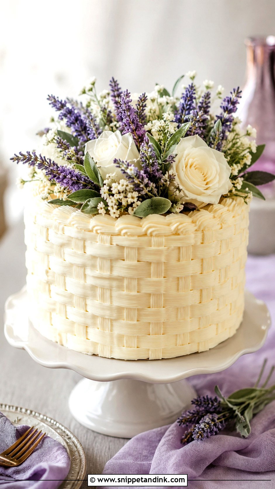 Basket Wedding Cake With Lavender Flowers - Snippet and Ink - 20 Basket Cakes with Flowers for Wedding