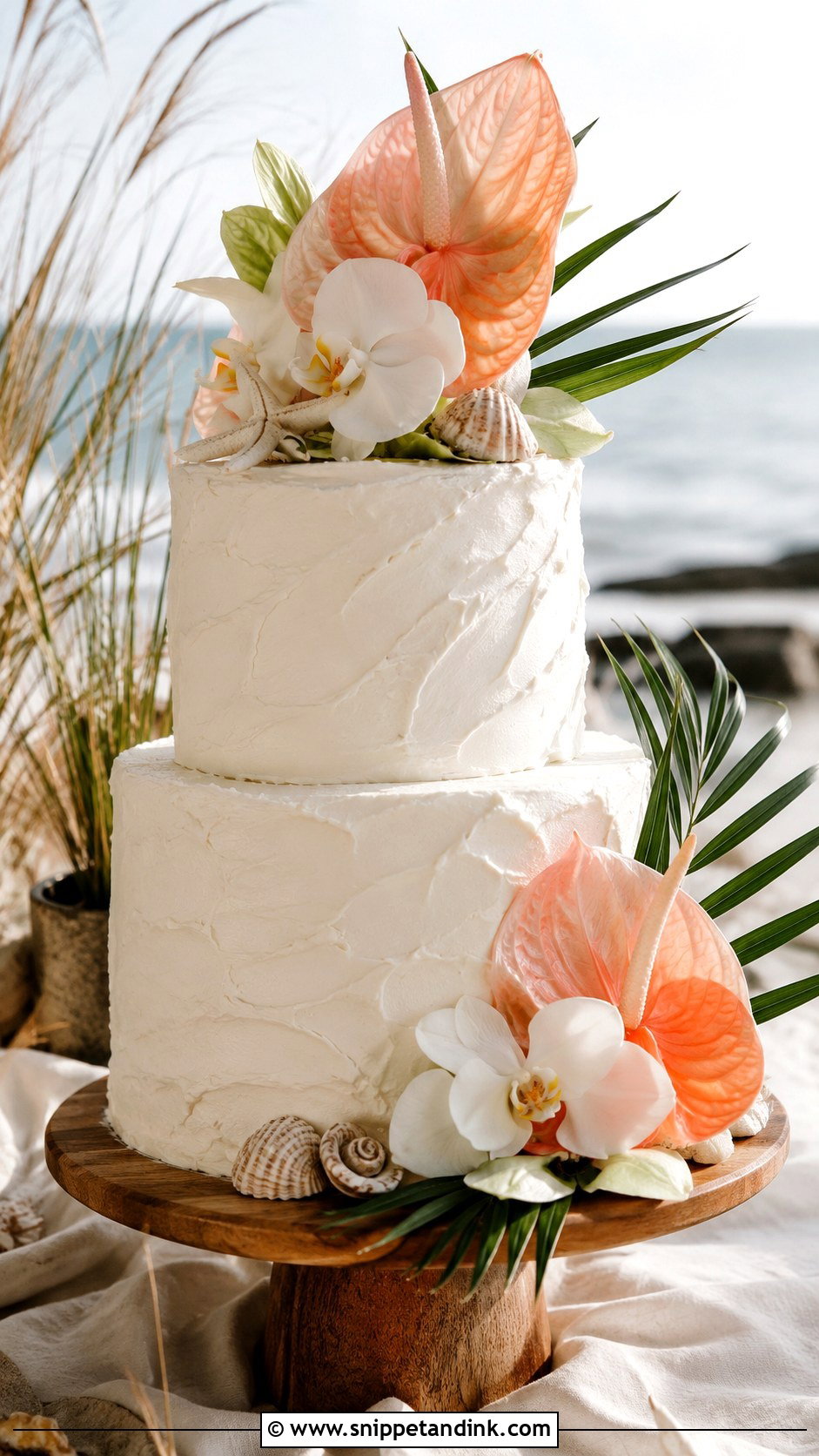Beach Anthurium Wedding Cake - Snippet and Ink - 20 Anthurium Wedding Cake Ideas