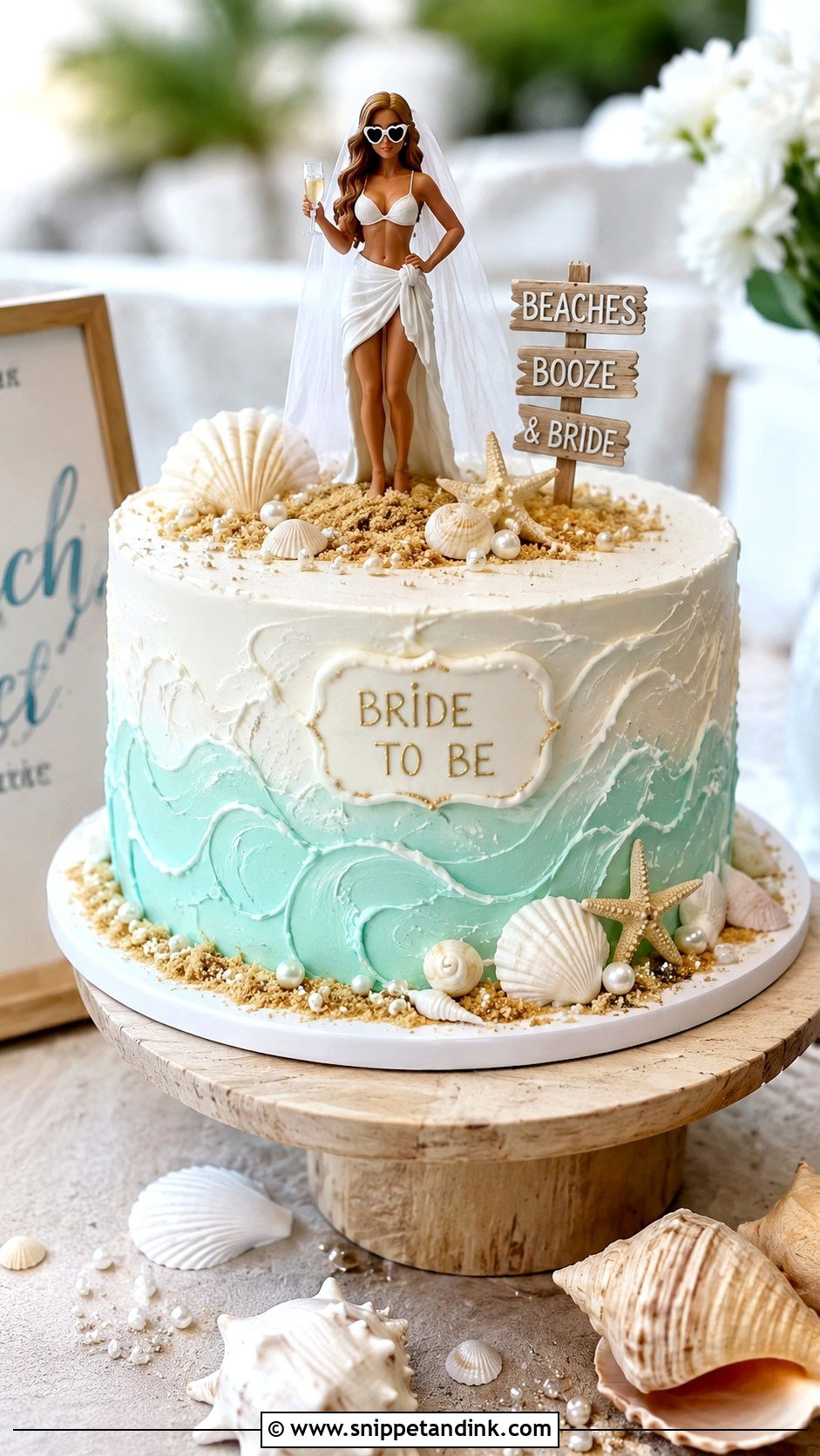 Beach Bachelorette Cake - Snippet and Ink - 20 Bachelorette Cake for Bride