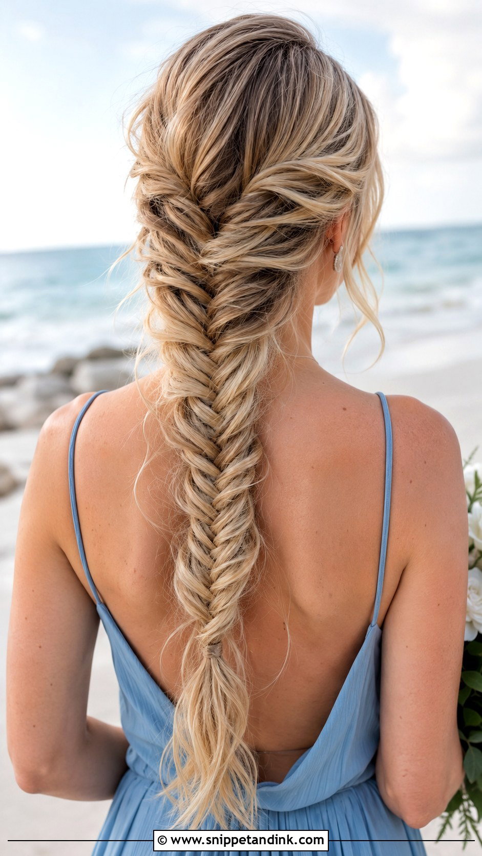 Beach Bridesmaid Fishtail Braid - Snippet and Ink - 20 Beach Bridesmaid Hair Ideas