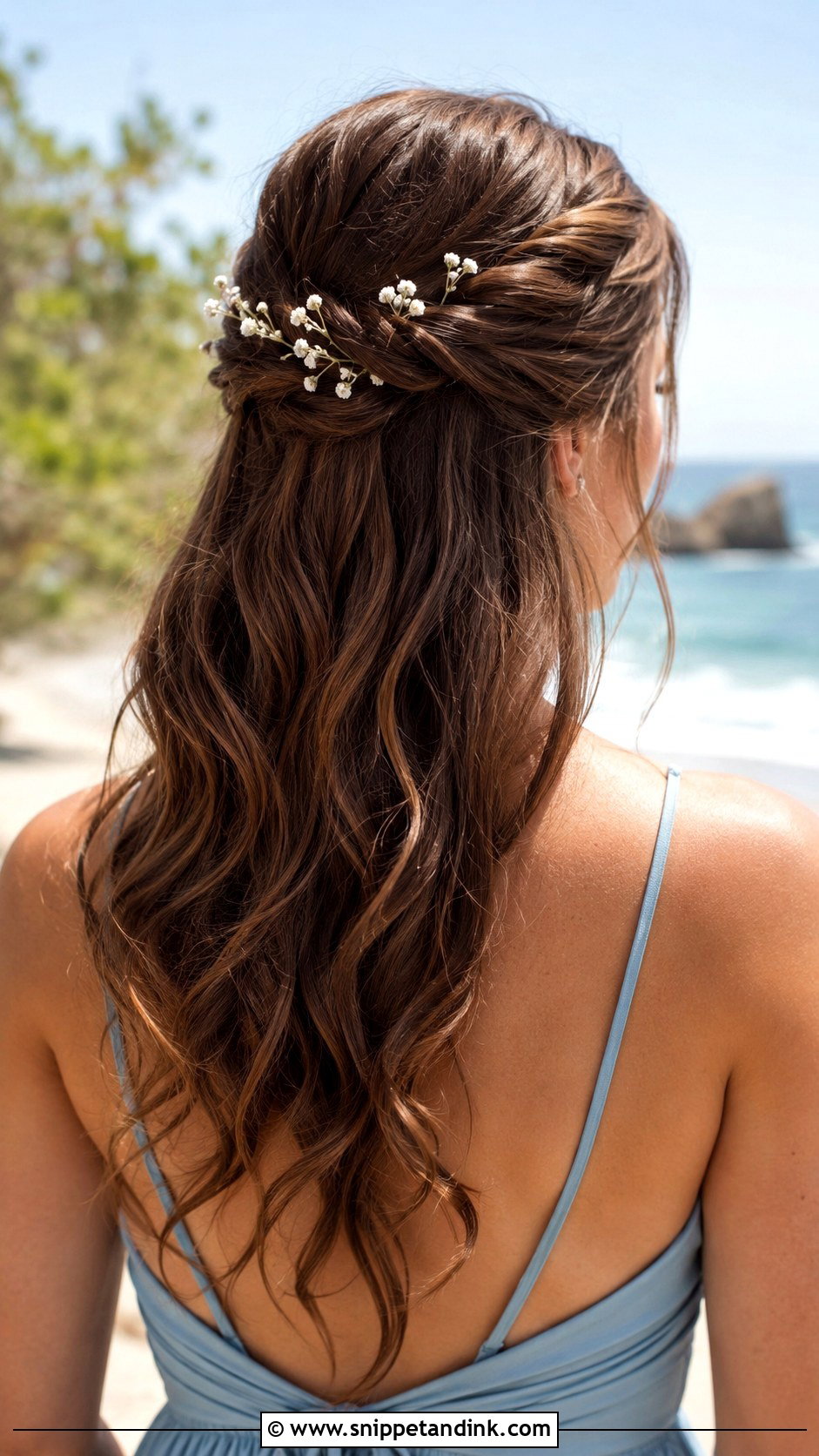 Beach Bridesmaid Half Up Half Down Hair - Snippet and Ink - 20 Beach Bridesmaid Hair Ideas